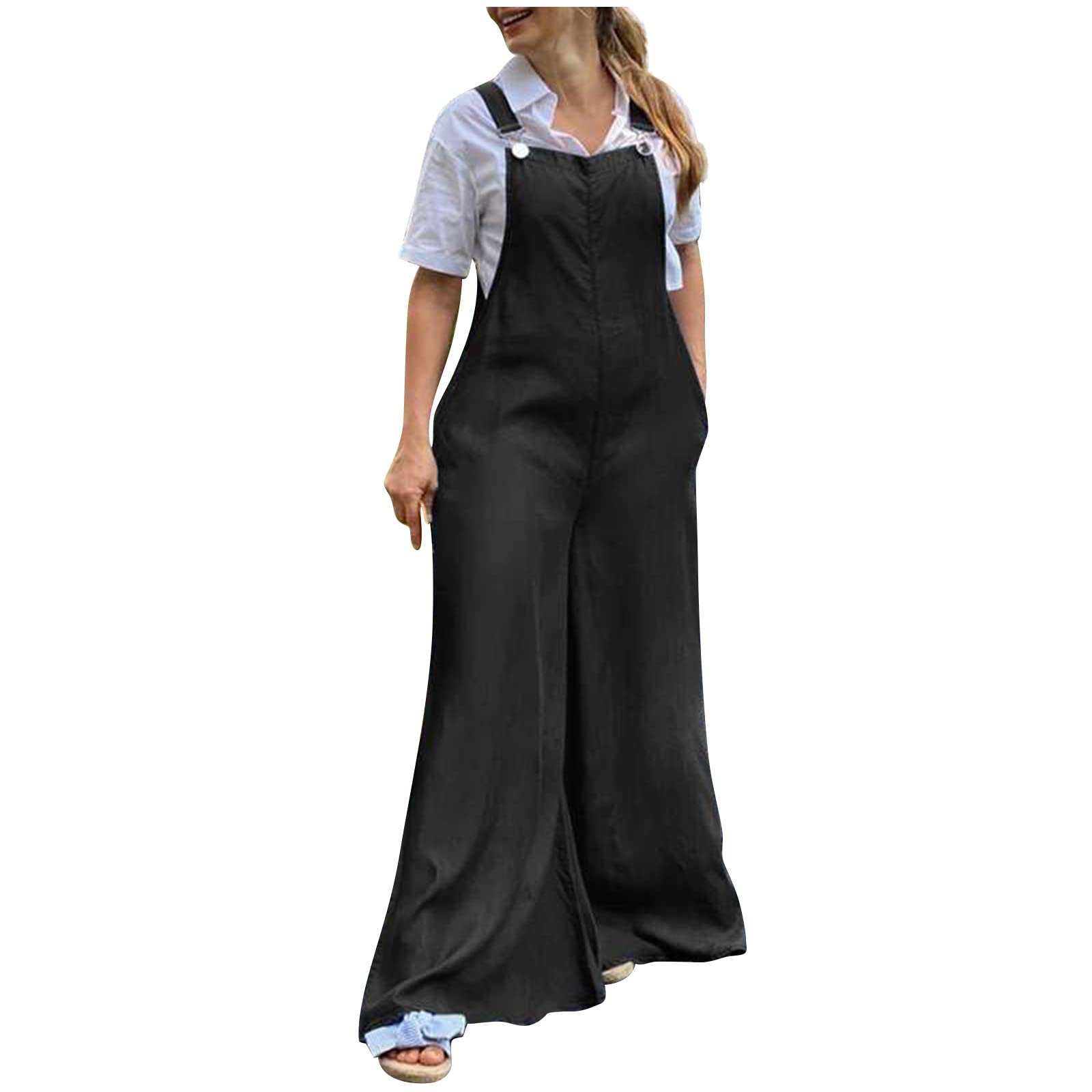 Women's Denim Overalls - Adjustable Sleeveless Bib Jumpsuit with Pockets | Casual Summer Romper | Perfect for Outdoor Activities, Music Festivals & Street Style Fashion