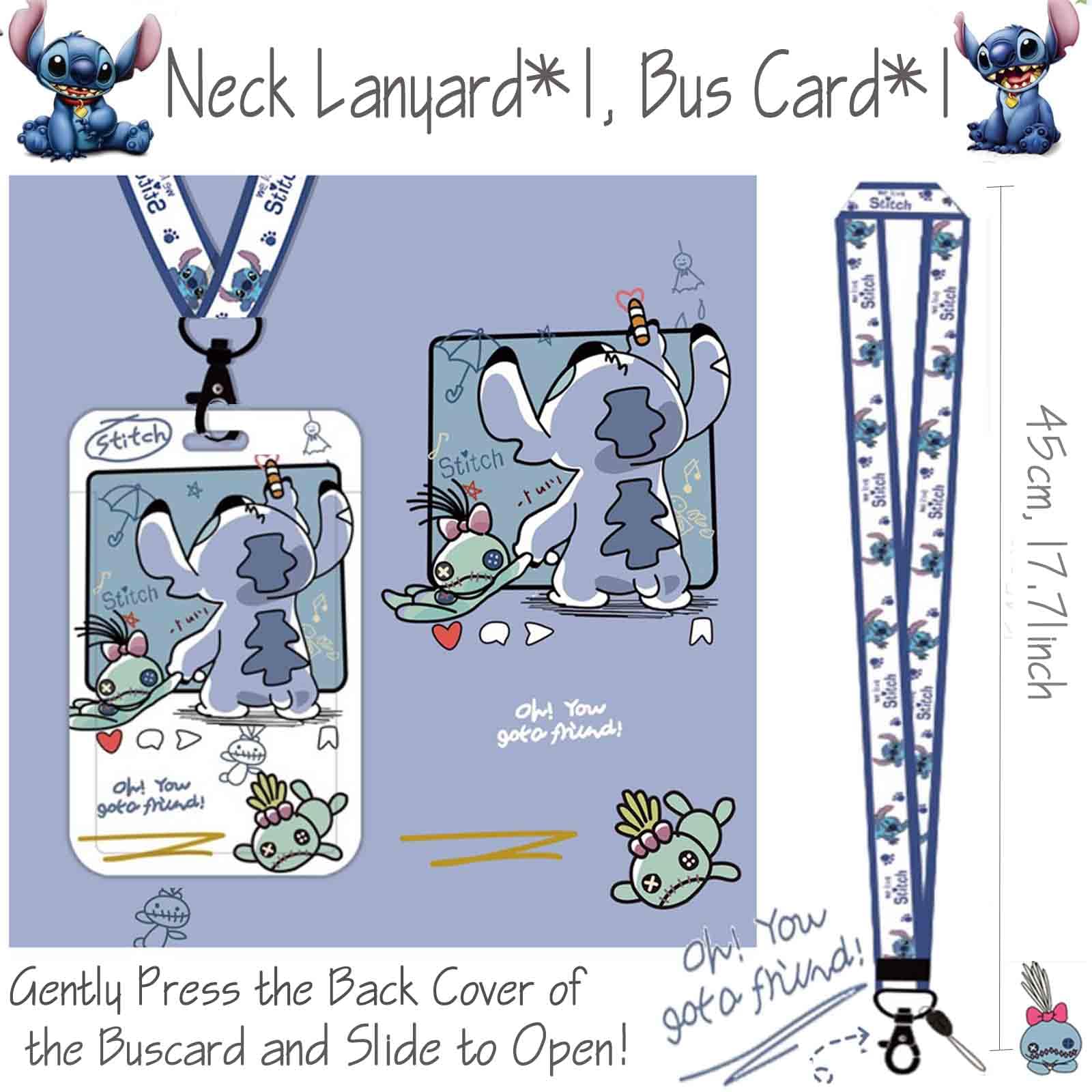 Stitch Anime Merchandise Gift Set for Girls - Cartoon Drawstring Backpack, Keychain Lanyard, Purse, Bracelets & Stickers | Perfect for Cosplay, Birthday Gifts & Disney Fans Collection (Style B)