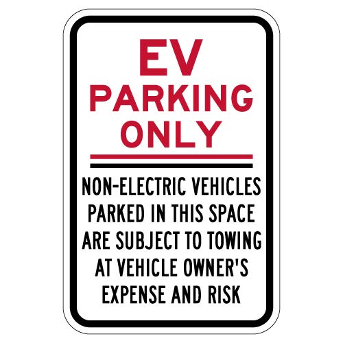 Electric Vehicle Parking Only Sign - Reflective Aluminum 12x18 - Non-Electric Vehicles Subject to Towing - Rust-Free Durable Metal - Perfect for EV Charging Stations & Parking Lots