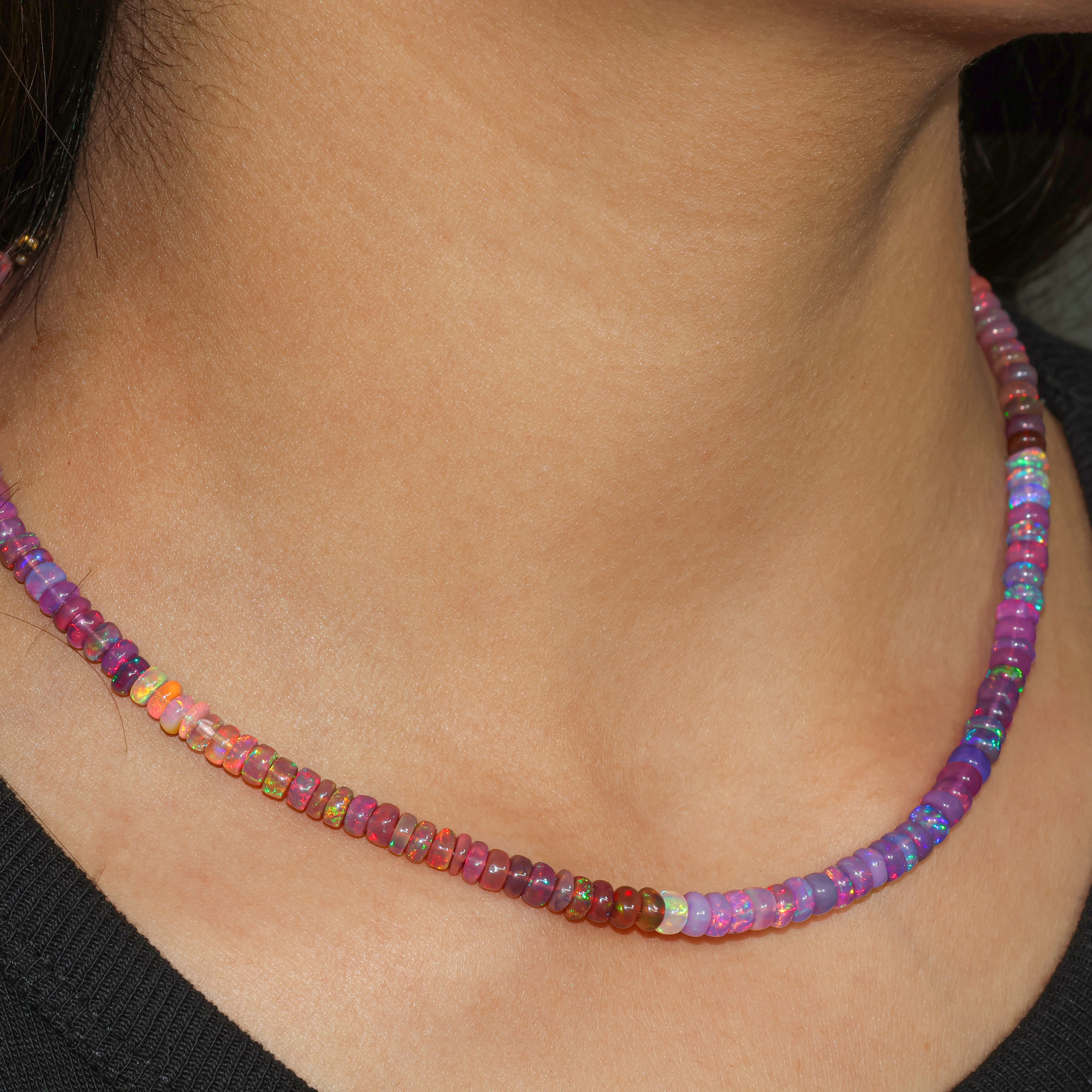 Natural Purple Opal Dual Shaded Tone Smooth Beaded Necklace | Elegant Jewelry for Women | Perfect for Weddings, Parties & Everyday Wear