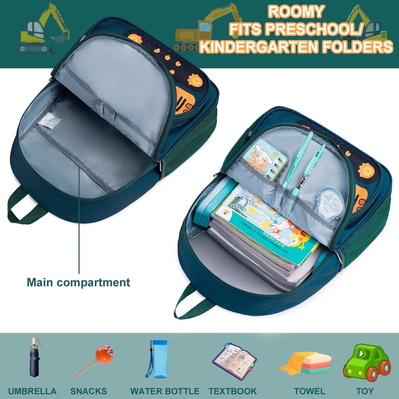 LOIDOU 15 Inch Toddler Backpack for Boys & Girls - Lightweight Kids School Backpack for Preschool, Kindergarten, Daycare & Travel - Adjustable Chest Strap - Perfect Book Bag for Ages 3-8 (Great for School, Field Trips & Family Outings)