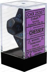 Chessex Polyhedral 7-Dice Set with Speckled Cobalt Finish - Perfect for Dungeons & Dragons, RPG Games, and Tabletop Gaming