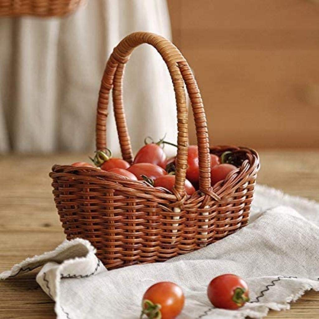 Natural Woven Willow Picnic Basket with Handle - Oval Wicker Hamper for Outdoor Parties, Picnics, Fruit Serving, and Flower Storage | Perfect for Beach, Garden, and Camping Trips