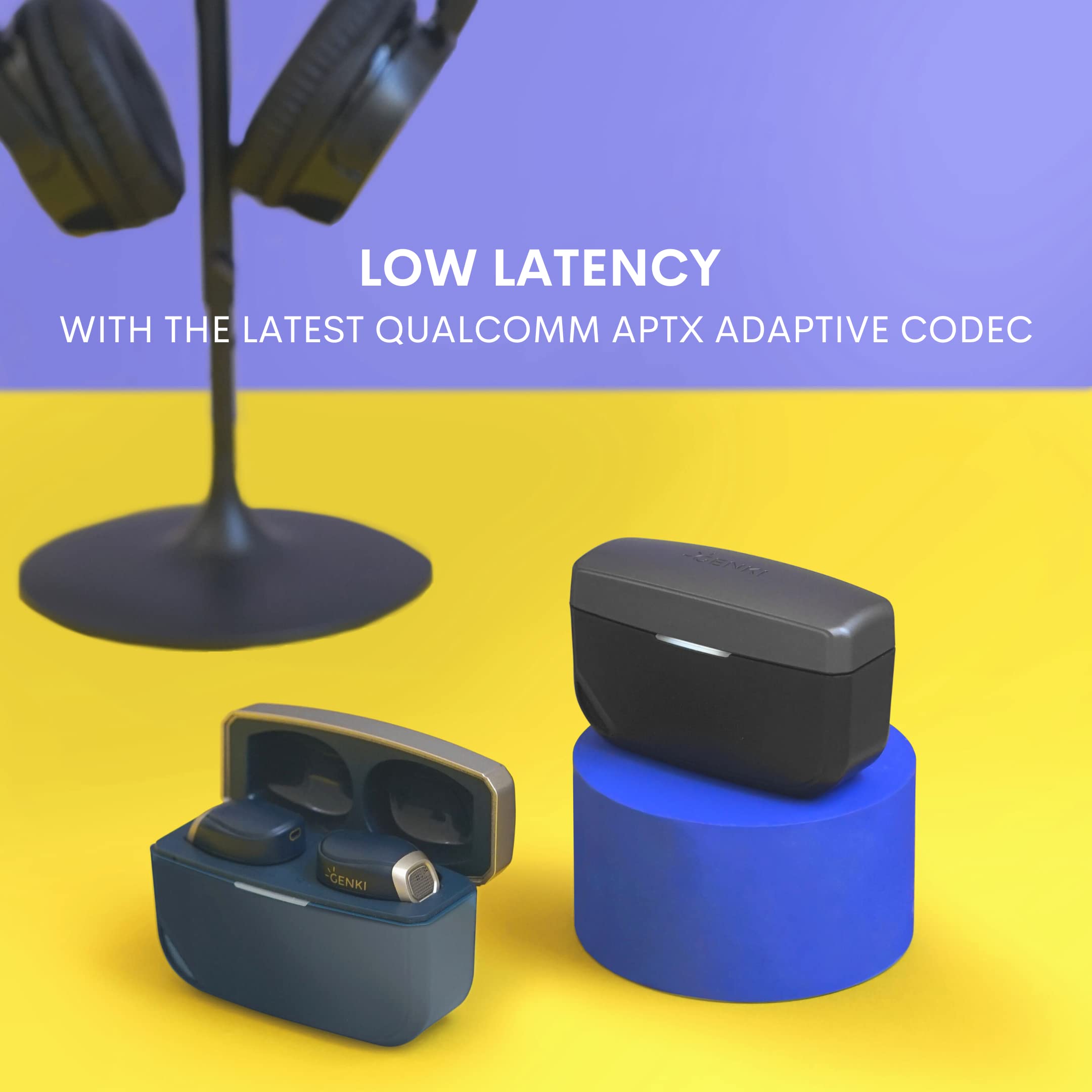 Genki Waveform Kuro Black Dualstream Gaming Headphones - Ultra Low Latency Wireless Headset for PC, PS5, Xbox & Mobile Gaming | Perfect for Competitive Esports & Online Multiplayer