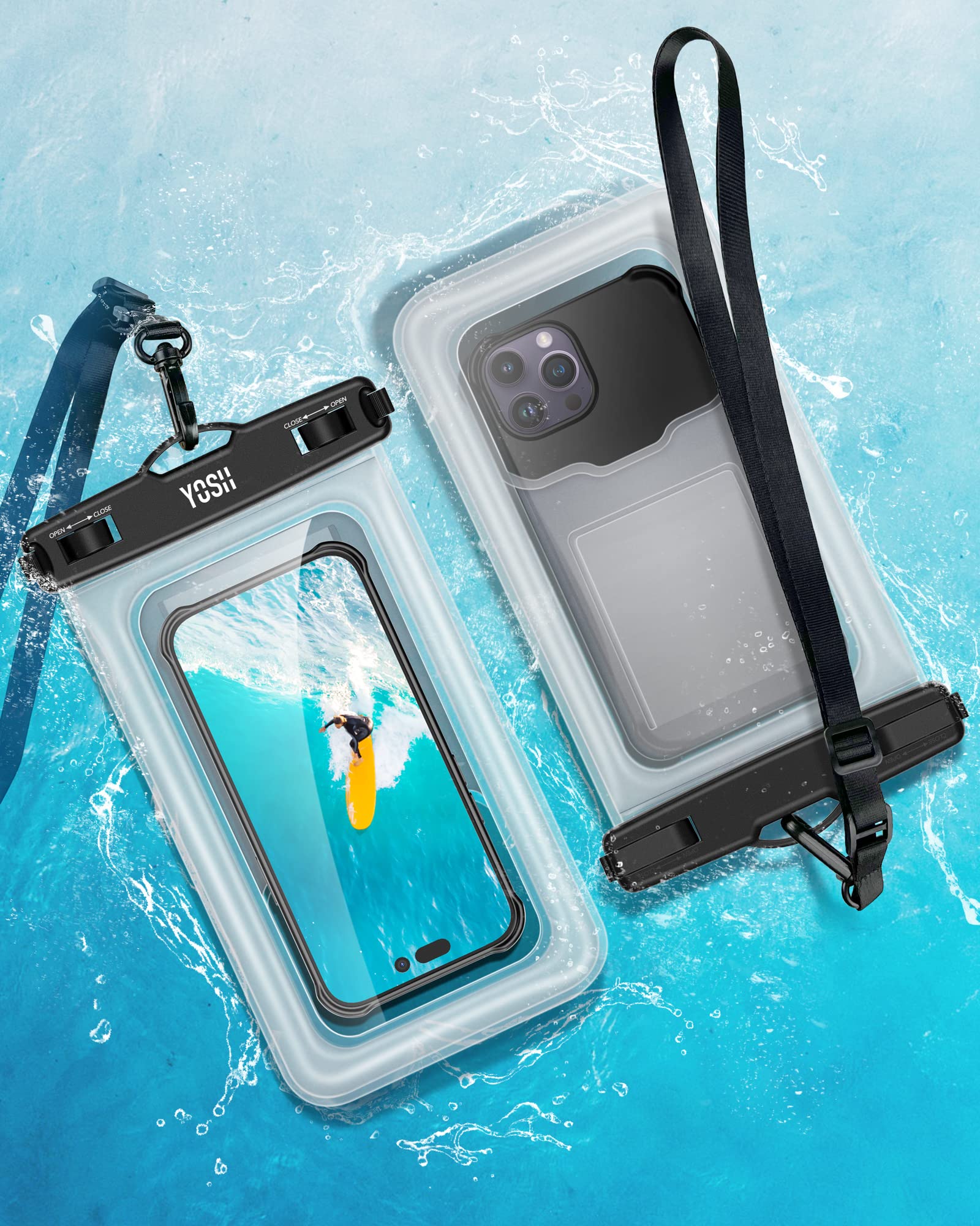 IPX8 Waterproof Phone Pouch with Floating Strap - Universal Waterproof Dry Bag Case for Swimming, Beach, Kayaking - Fits iPhone 15 14 13 12 11 Pro Max & Samsung S23 S22 A14 A71 (Up to 8.5