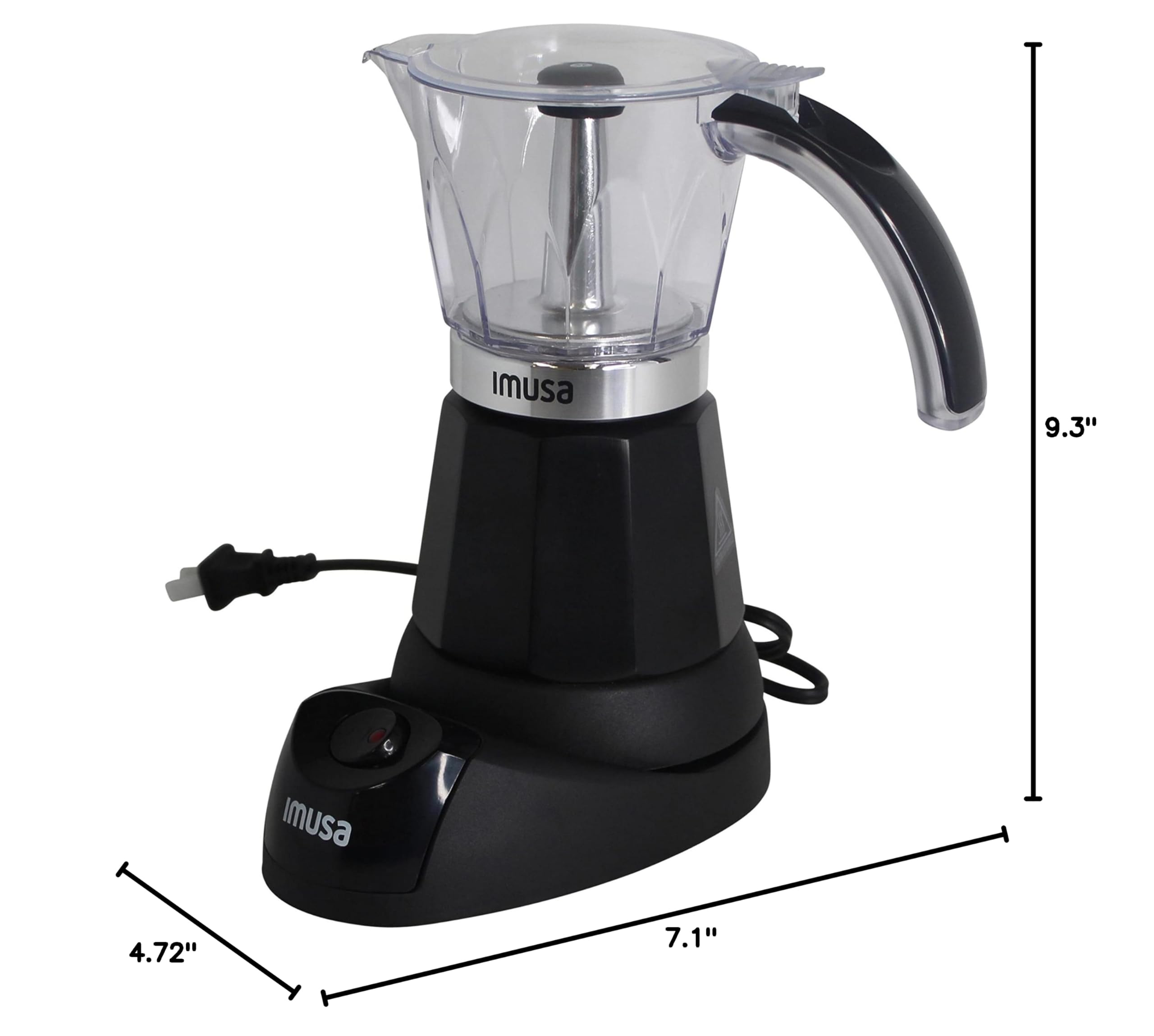IMUSA 6-Cup & 3-Cup Electric Espresso Coffee Maker Machine - Compact Black Coffee Brewer for Home, Office & Dorm Use