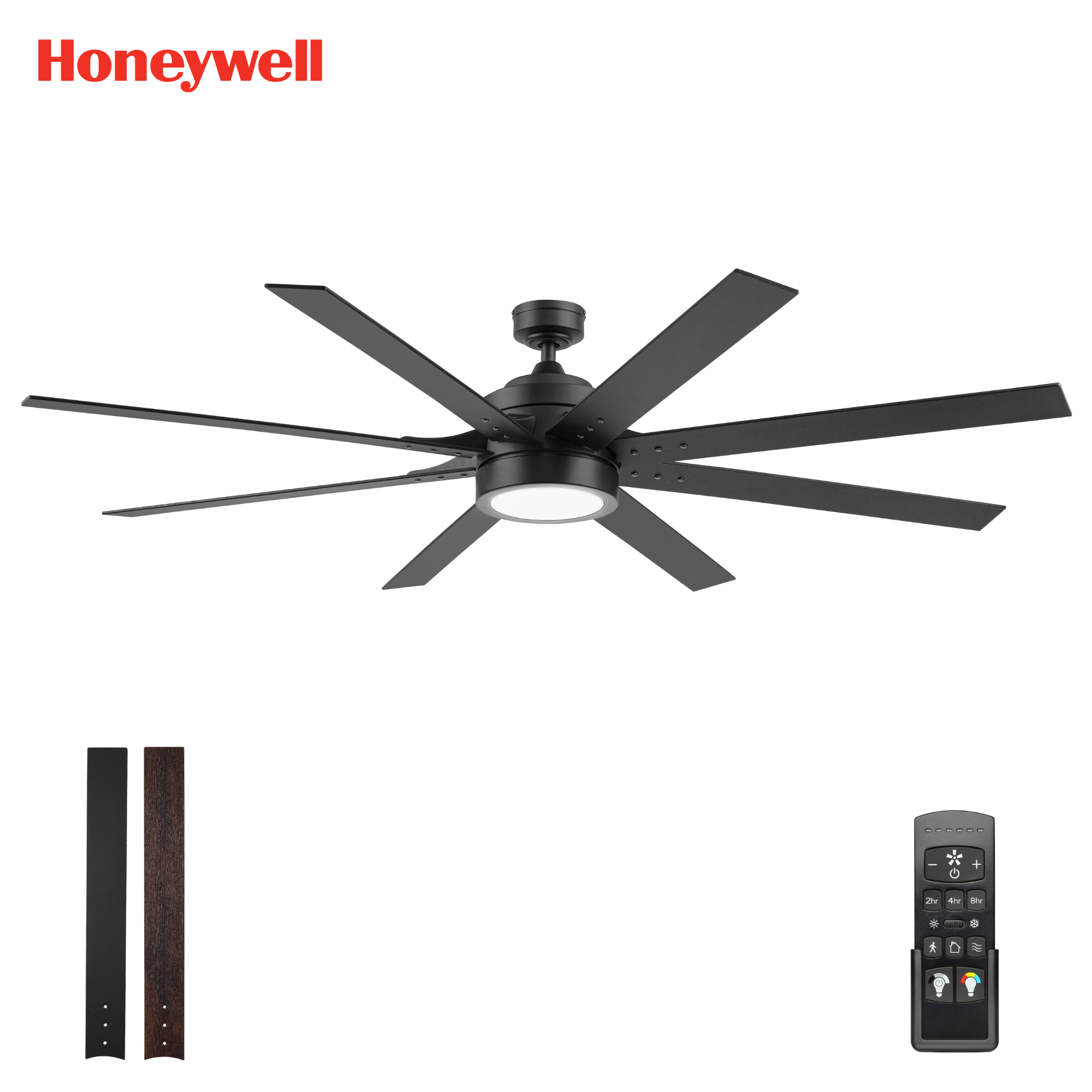 Honeywell Xerxes 70 Inch Smart LED Ceiling Fan with Remote Control - Matte Black Color Changing Light - Perfect for Living Room, Bedroom & Outdoor Spaces