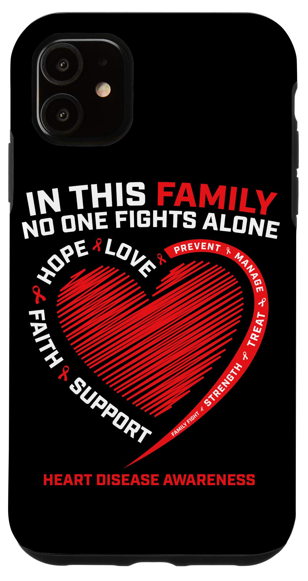 iPhone 11 Heart Disease Awareness Phone Case - Durable Protective Cover for Daily Use, Work, and Travel