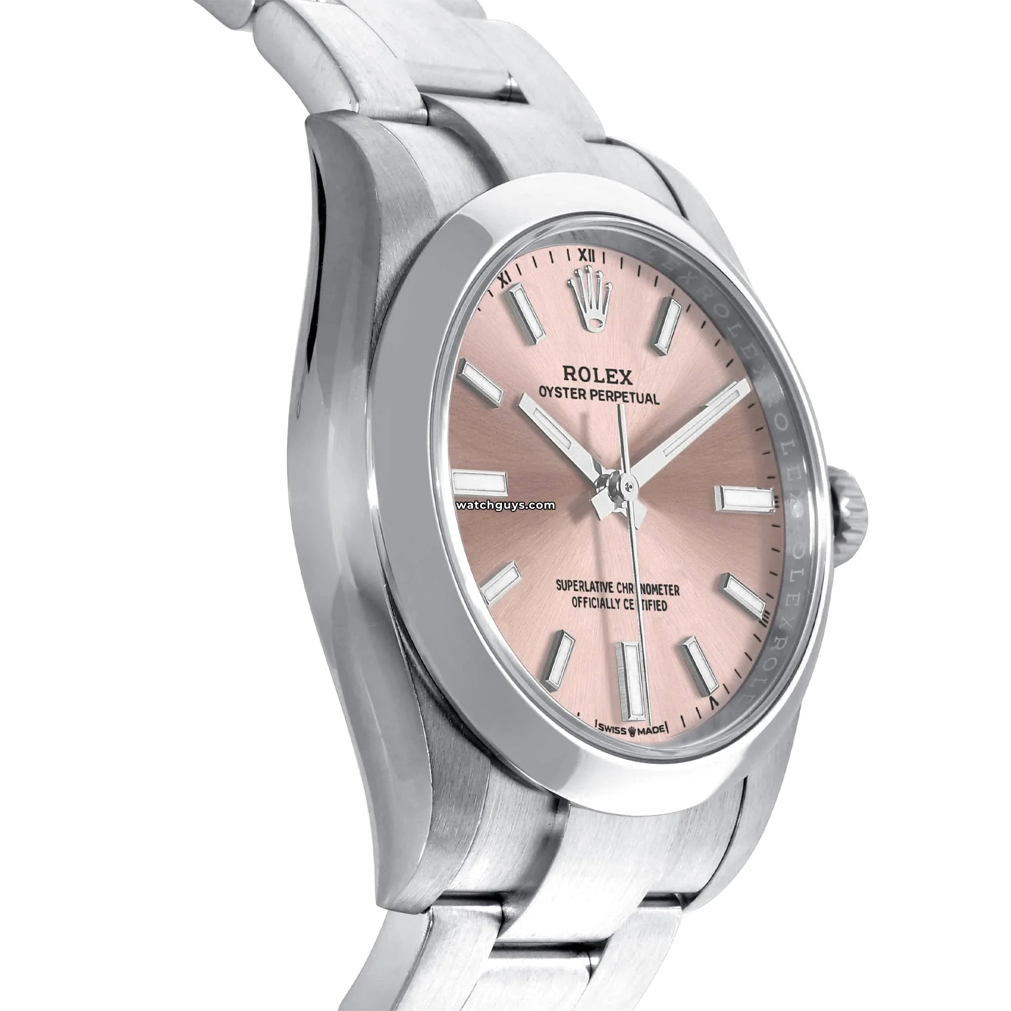 Authentic Rolex Oyster Perpetual 124200 Watch - 34mm Pink Dial Stainless Steel Luxury Timepiece for Men & Women | Perfect for Business Meetings, Formal Events & Everyday Wear