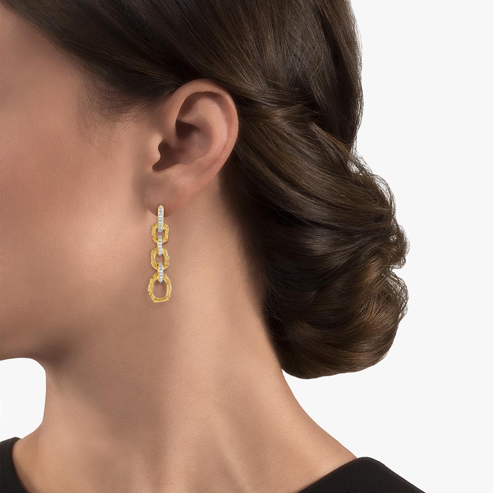 Enchanted Forest Link Earrings with Diamonds - Elegant Dainty Jewelry for Women, Perfect for Weddings, Parties & Everyday Wear
