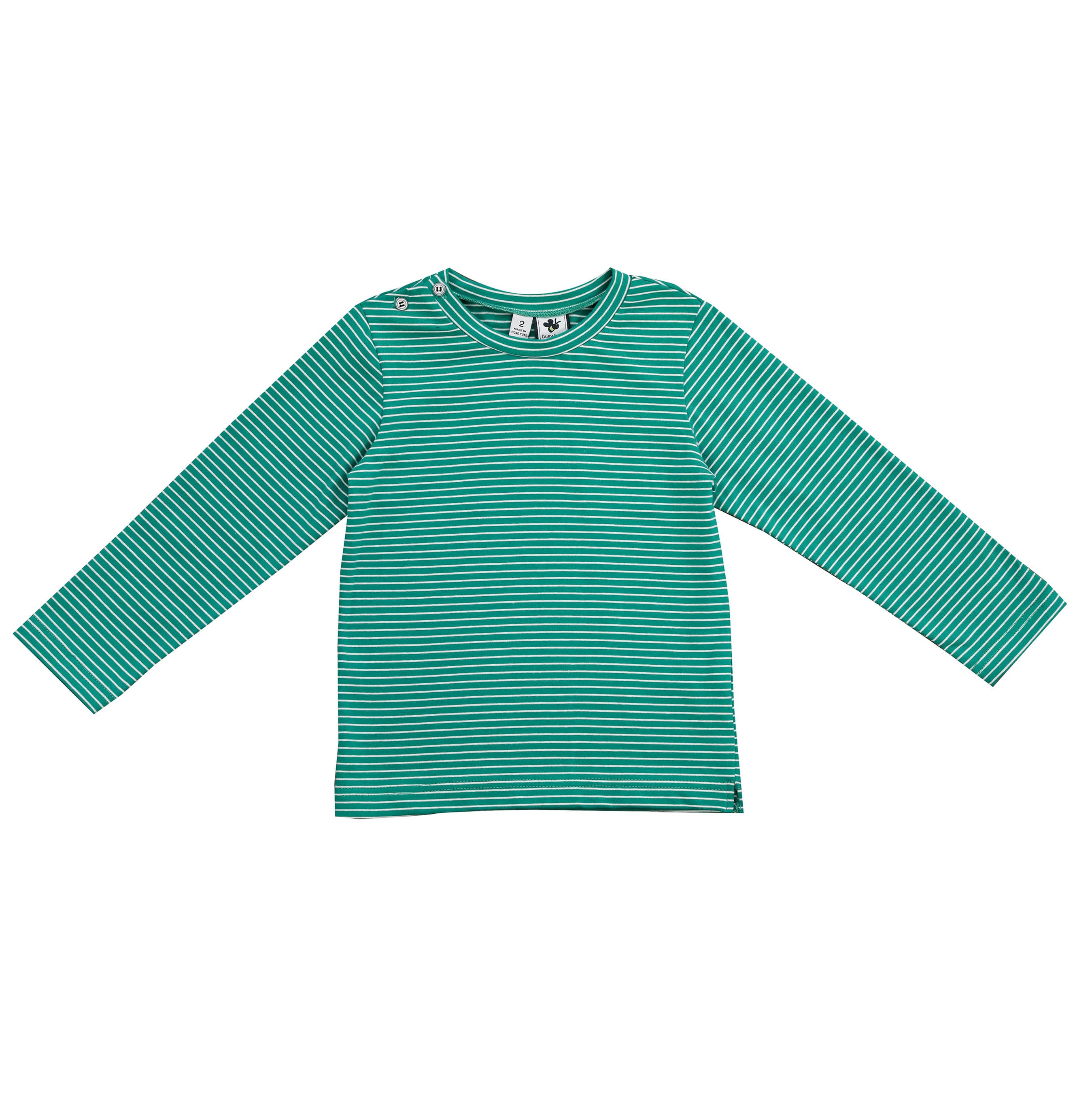 Henry Boys Button Shoulder Long Sleeve Tee - Green Stripe Cotton Shirt for Toddlers | Casual Wear, School Outfits & Family Photos