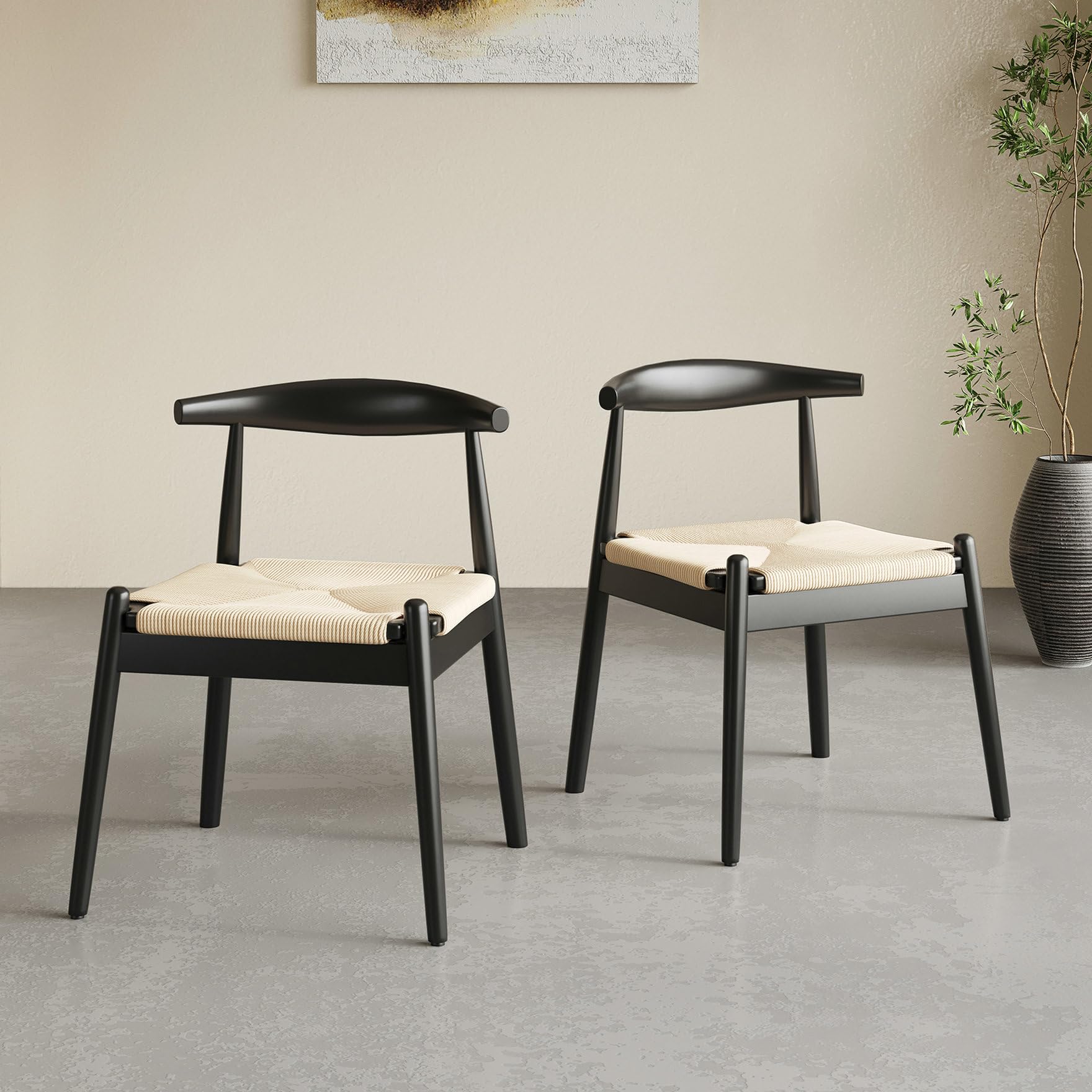 Soohow Mid Century Modern Dining Chairs Set of 2 - Solid Wood Legs Kitchen & Dining Room Chairs for Home, Restaurant, and Office Use