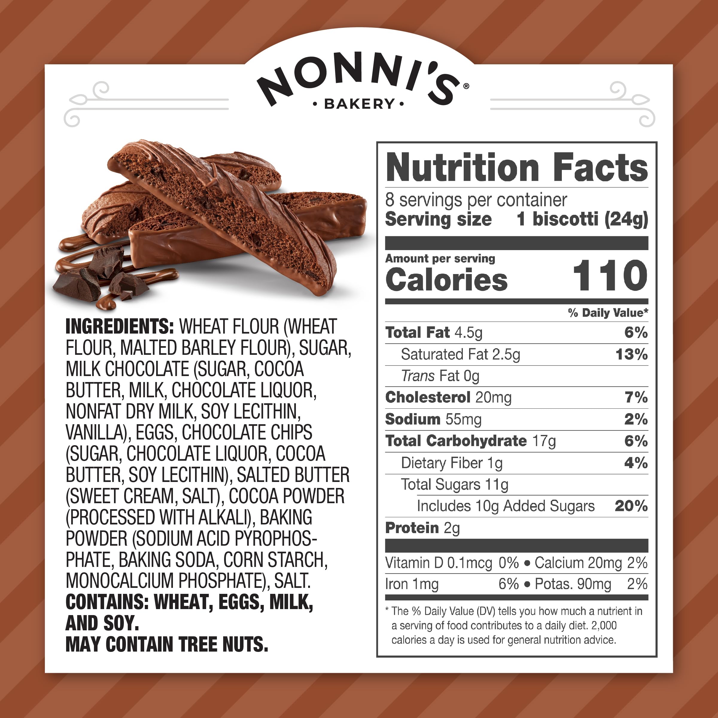 Nonni's Triple Chocolate Biscotti Italian Cookies - 6 Boxes (6.88 oz each) | Dark Chocolate Italian Biscotti | Individually Wrapped Kosher Cookies | Perfect for Coffee Pairing, Gifts & Dessert Platters