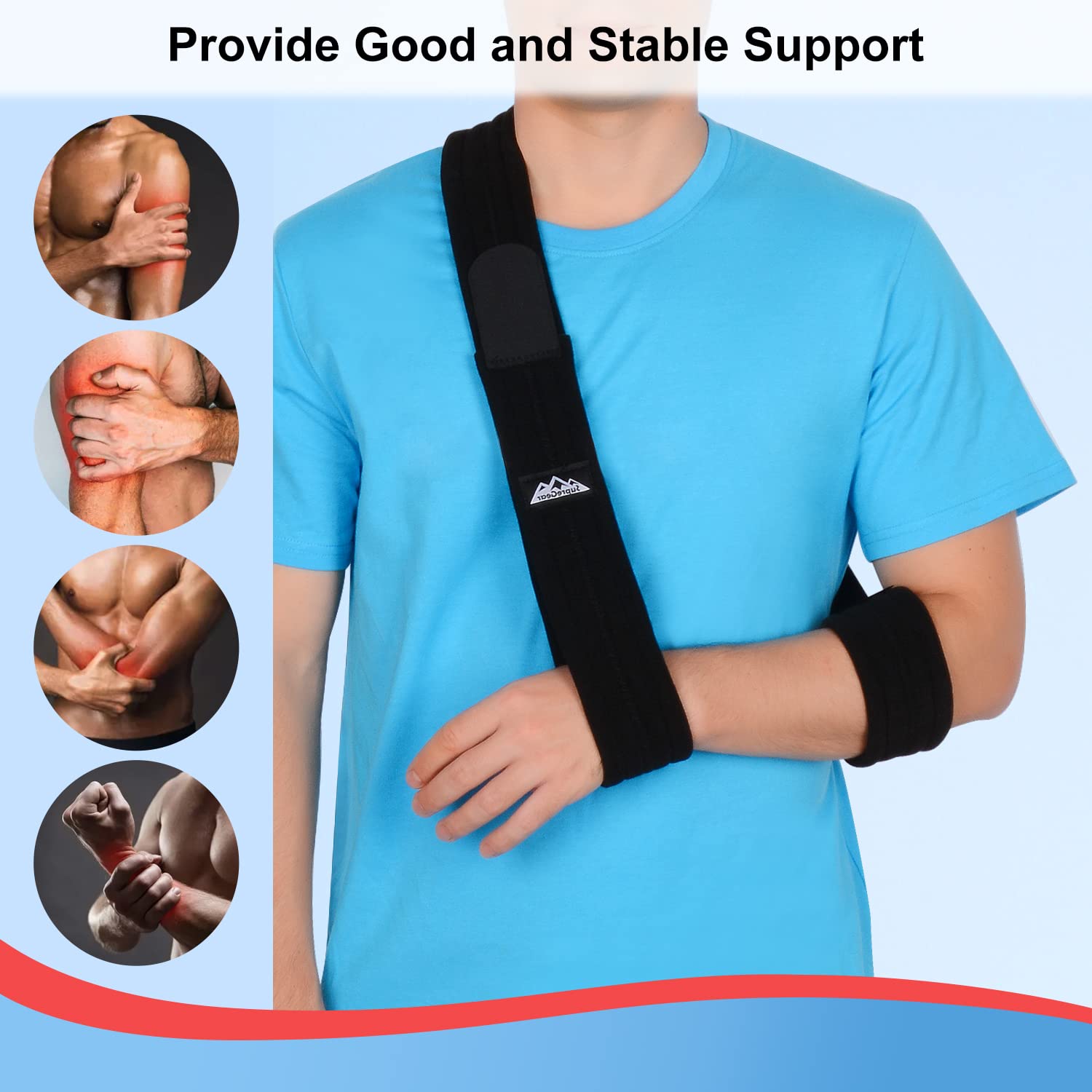 Supregear Adjustable Arm Sling - Lightweight Shoulder Support for Injured Arm, Elbow, Broken Collarbone & Rotator Cuff - Left/Right Arm Immobilizer for Men & Women - Ideal for Post-Surgery, Sports Injuries & Daily Recovery