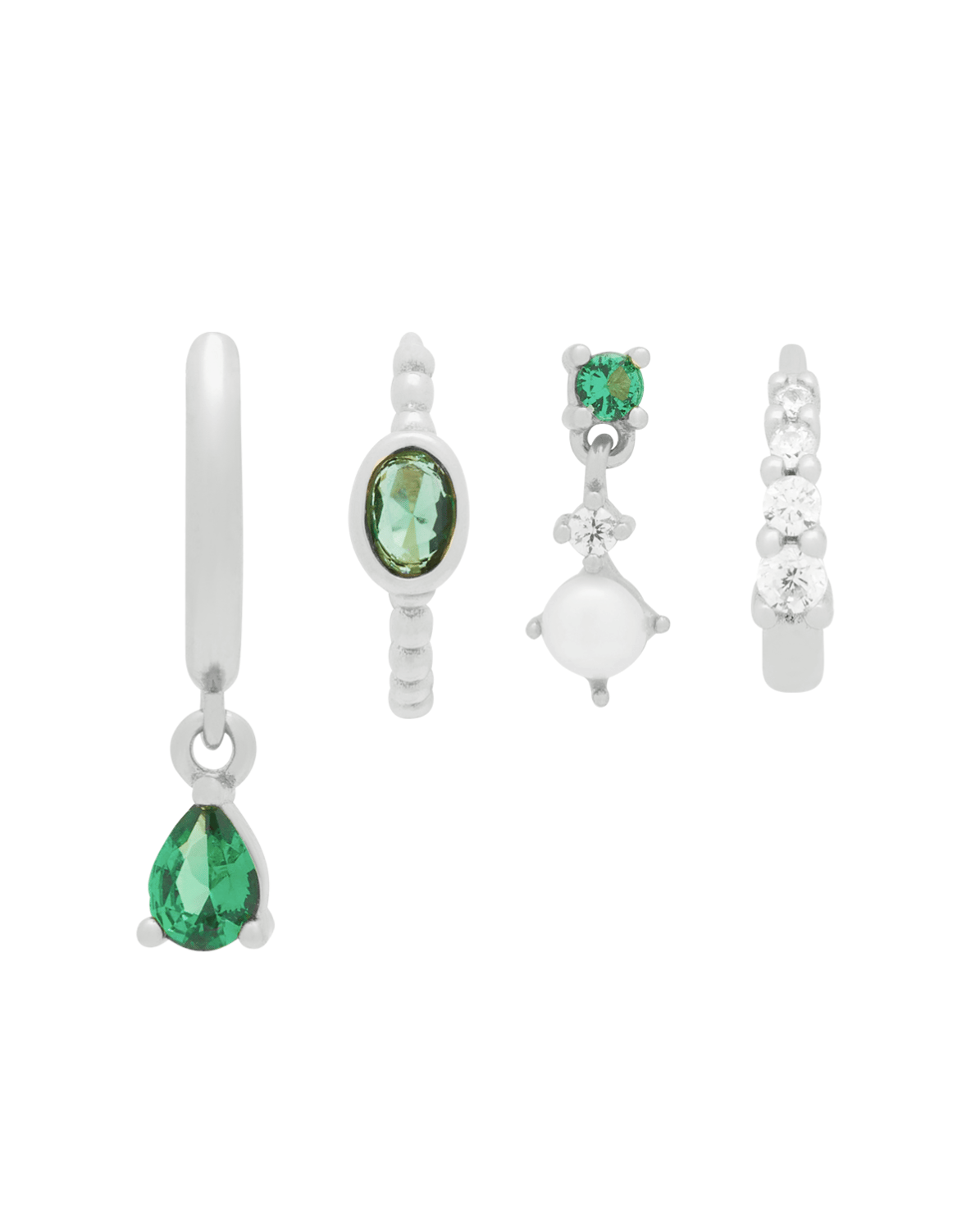 Clio Emerald Earrings Set - Sterling Silver Green Gemstone Jewelry for Women | Elegant Dangle Earrings for Party, Wedding & Everyday Wear