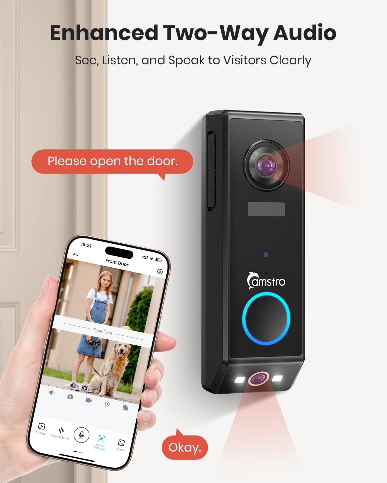 2K Dual Lens Wireless Doorbell Camera with Chime - Outdoor Security Camera with AI Human Detection, 2-Way Audio, Voice Changer & Night Vision | Alexa Compatible | Perfect for Home Security & Package Monitoring