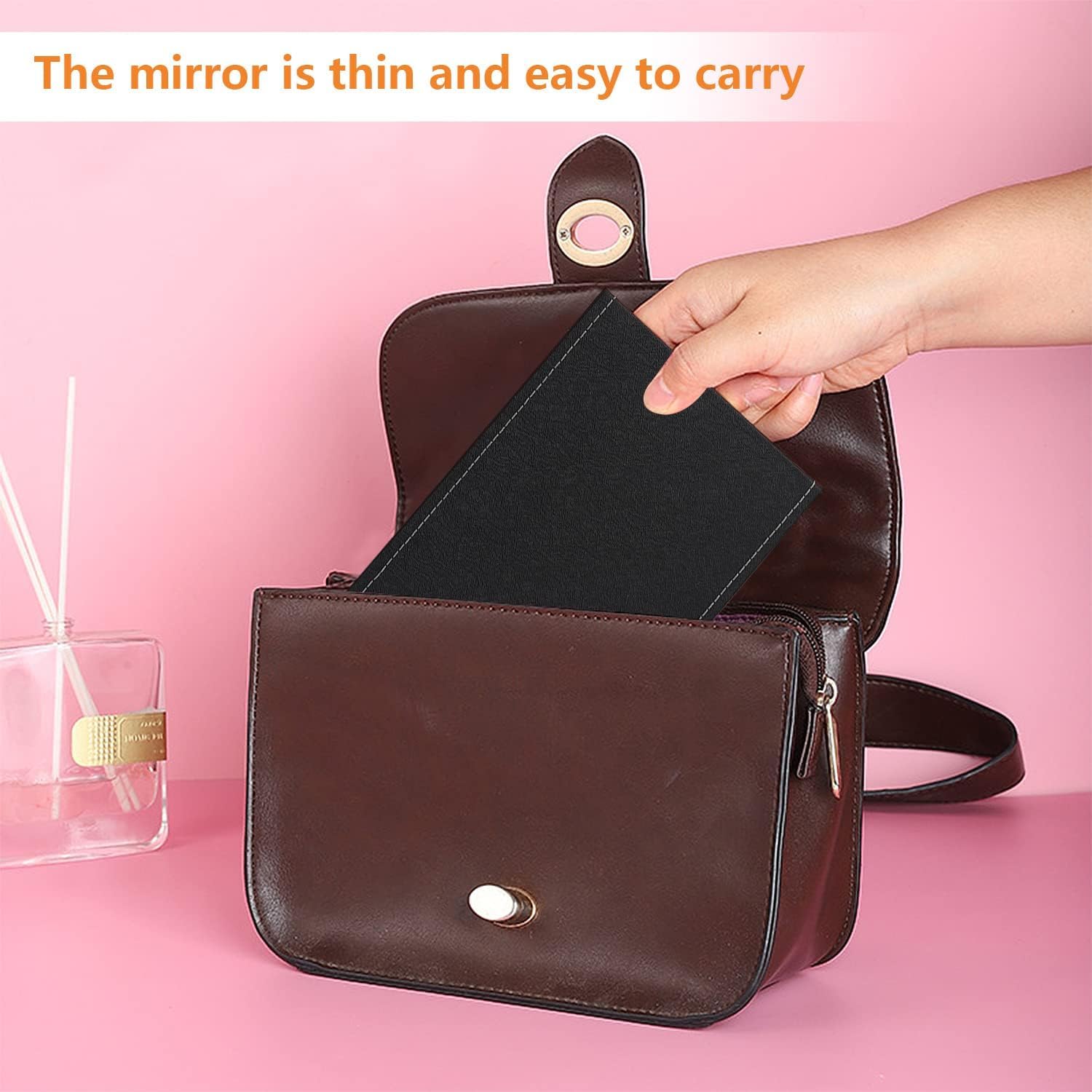 ONICORN Portable Folding Makeup Mirror with Stand - Adjustable Rotation Vanity Mirror for Table Desk, Bathroom & Travel - Perfect for Shower Shaving & Makeup Application (Black, Tabletop Mount, Unframed, Rectangular) - Ideal for Home, Salon & On-the-Go Beauty Routines