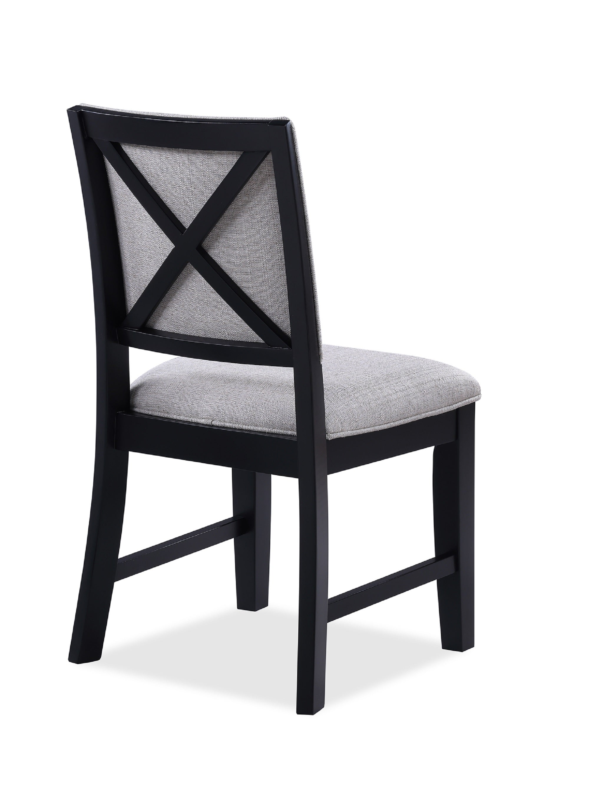 2-Piece Set Gray Fabric Upholstered Side Chairs with Black Wooden Frame - Modern Dining Room Accent Chairs for Kitchen, Living Room or Office