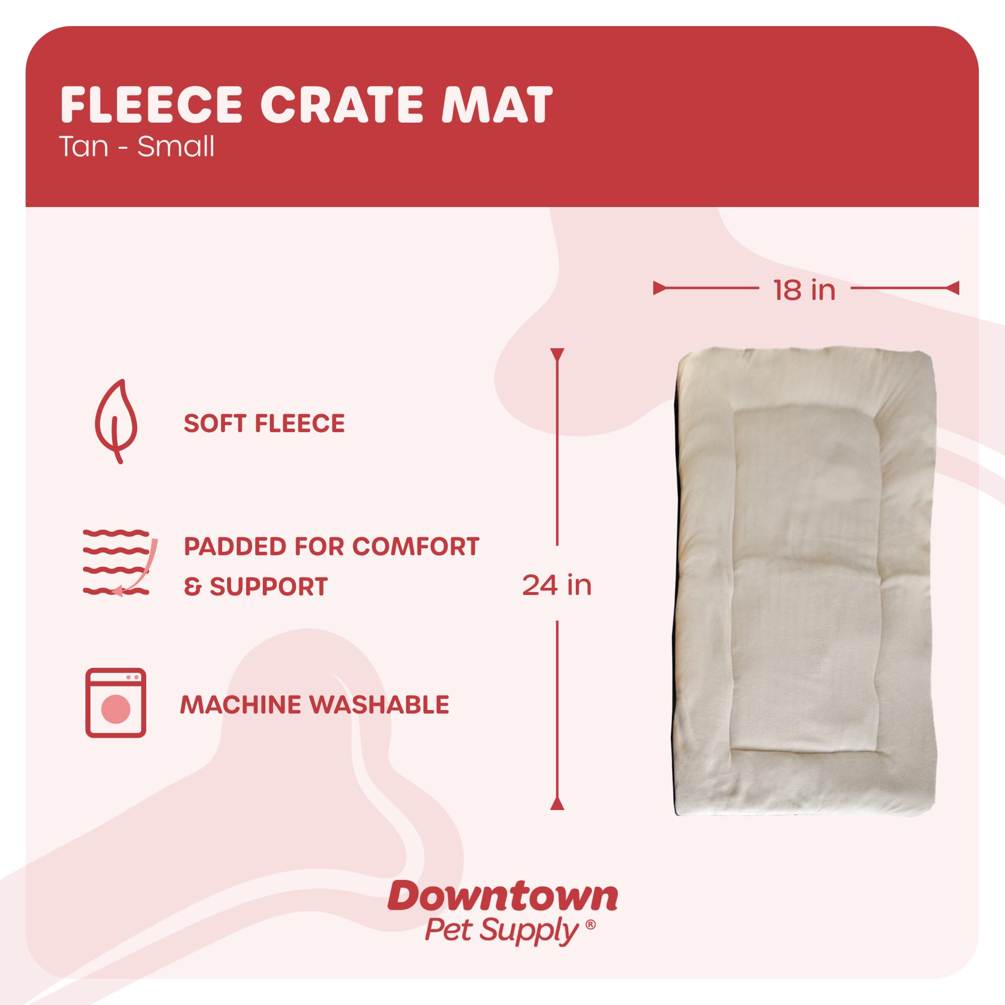 Premium Dog Crate Mat - Soft Fleece Pet Bed for Small Dogs & Cats - Machine Washable, Easy to Clean (24