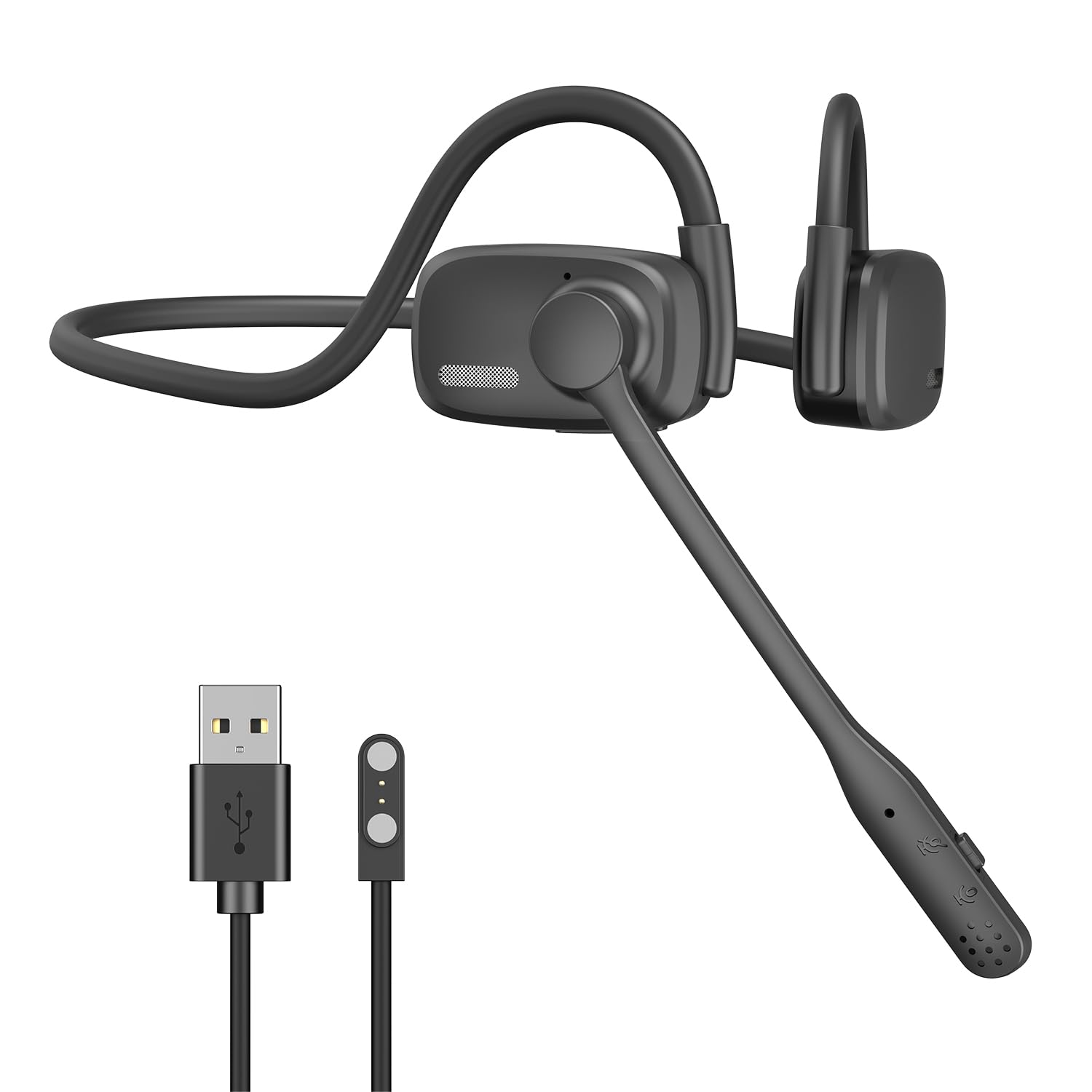 EPPFUN Open Ear Bluetooth Headphones with Microphone, Noise Cancelling Wireless Headset with Multipoint Connect Bluetooth 5.4 - Ideal for Work Meetings, Driving, Running & Gym Workouts - Lightweight Comfort for All-Day Use