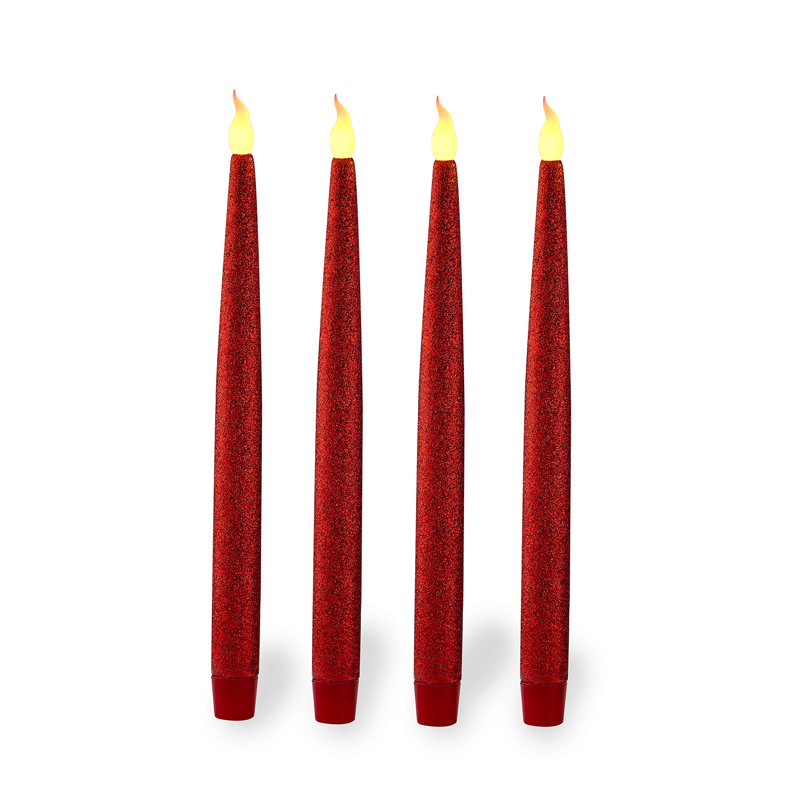 Furora 4-Pack Red LED Taper Candles - 11.5