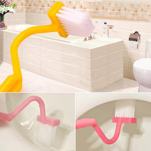 AkoMatial S-Shaped Toilet Brush with Curved Handle - Heavy Duty Plastic Bathroom Cleaning Tool for Household & Commercial Use - Ideal for Tight Spaces, Corners, and Hard-to-Reach Areas in Toilets, Sinks & Tubs