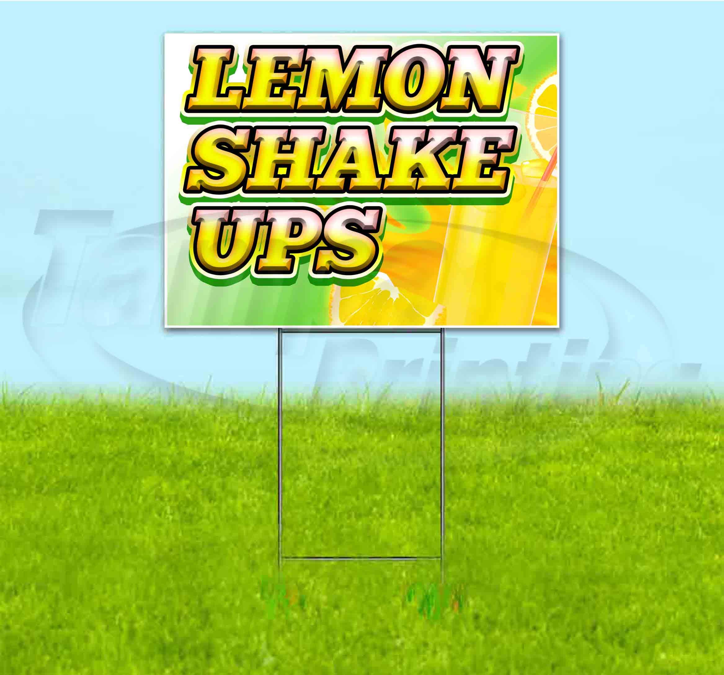 Lemon Shake Ups 18x24 Inch Yard Sign with Metal Step Stake - Bulk Discounts & Multi-Pack Options - Perfect for Lemonade Stands, Farmers Markets & Outdoor Advertising