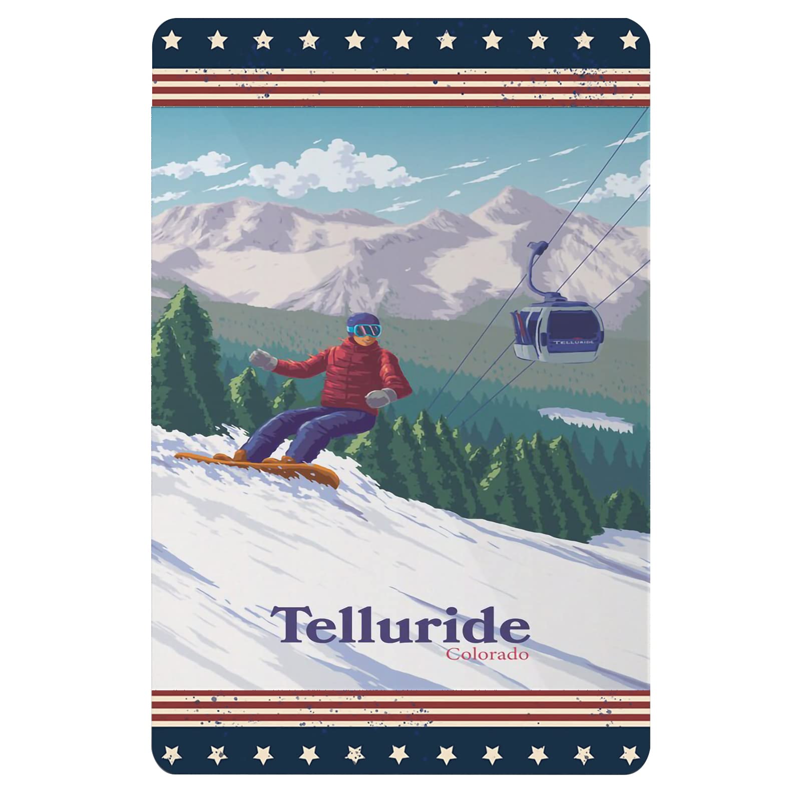 Vintage Ski Resort Metal Wall Art - Telluride Colorado Snowboarding & Skiing Retro Travel Poster, 8x12 Inches (20x30cm) - Perfect for Home, Office, or Cabin Mountain Decor