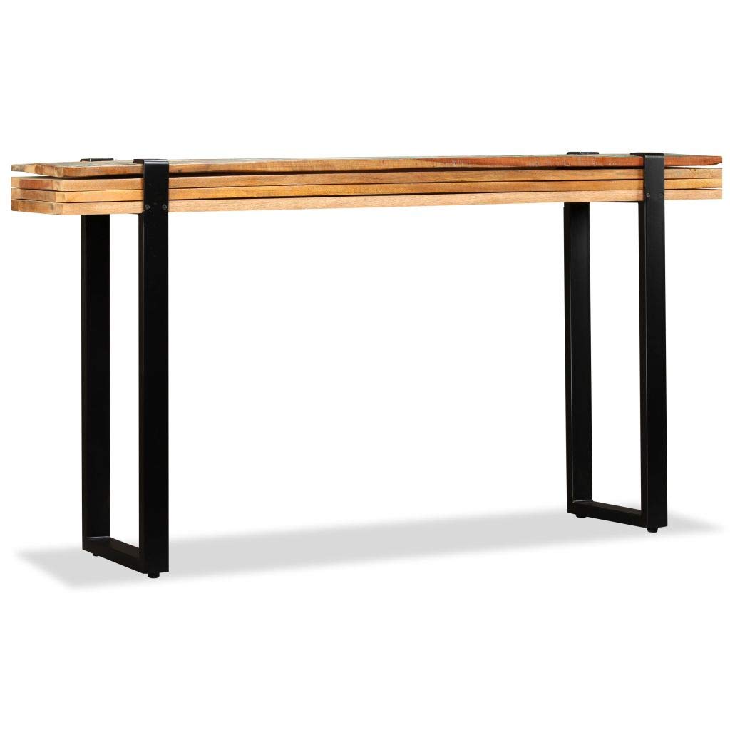 FAMIROSA Solid Reclaimed Wood Console Table - Adjustable Height Entryway Sofa Table for Living Room, Hallway & Bedroom Decor