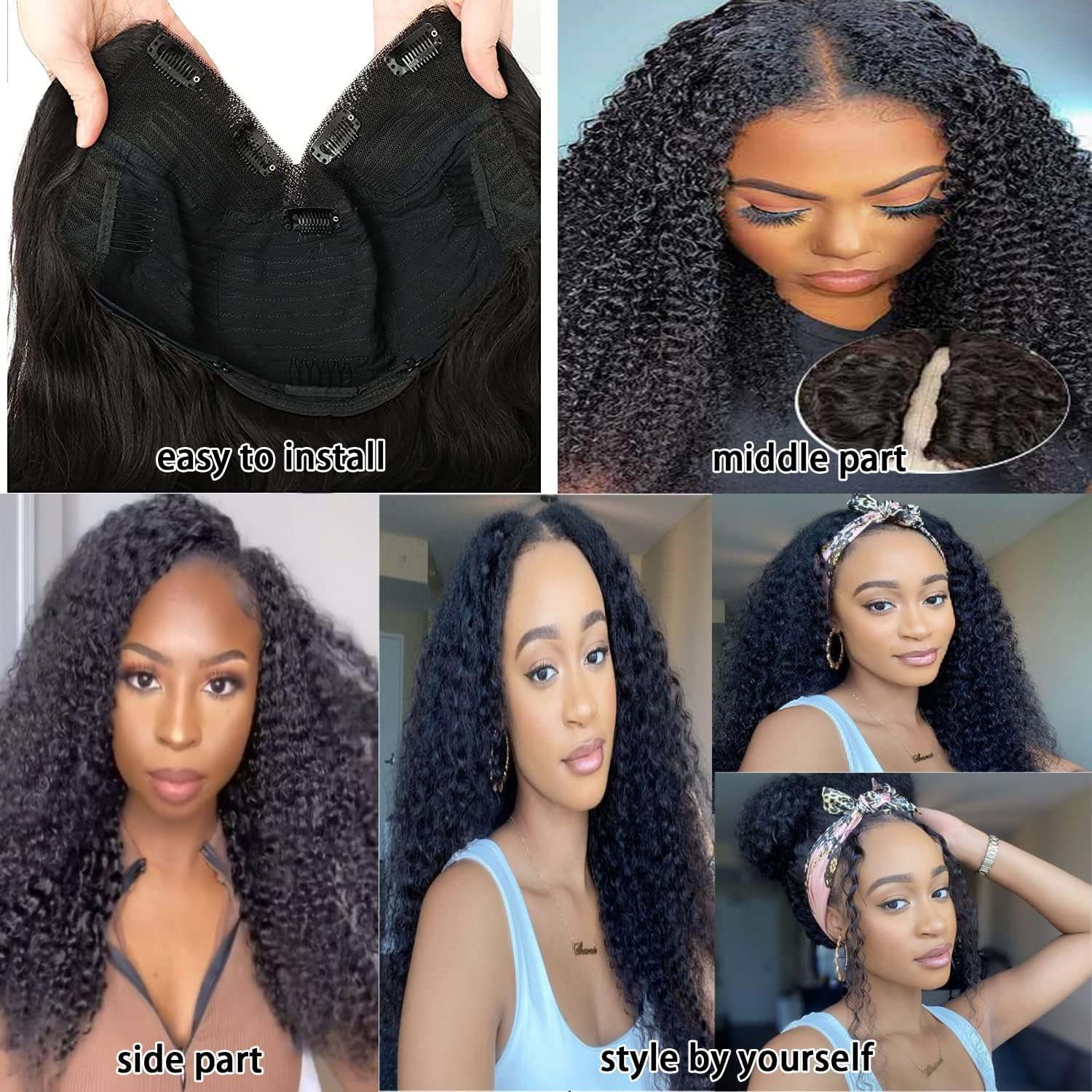 Brazilian Kinky Curly Human Hair Wigs for Black Women - 26IN V Part Wigs with 200% Density, No Leave Out Lace Front, Glueless Full Head Clip In Half Wigs | Perfect for Daily Wear, Parties, Weddings & Special Occasions