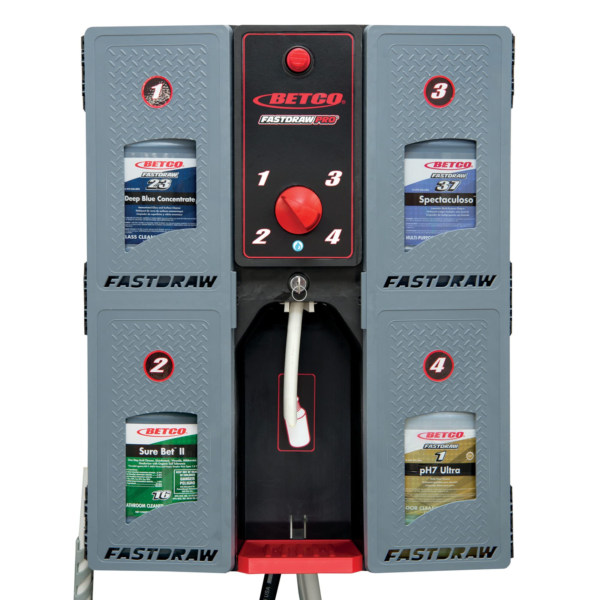 Betco® Fastdraw Pro 4-Bay Chemical Dispenser - Heavy-Duty Cleaning Solution for Commercial Kitchens, Hospitals & Industrial Use