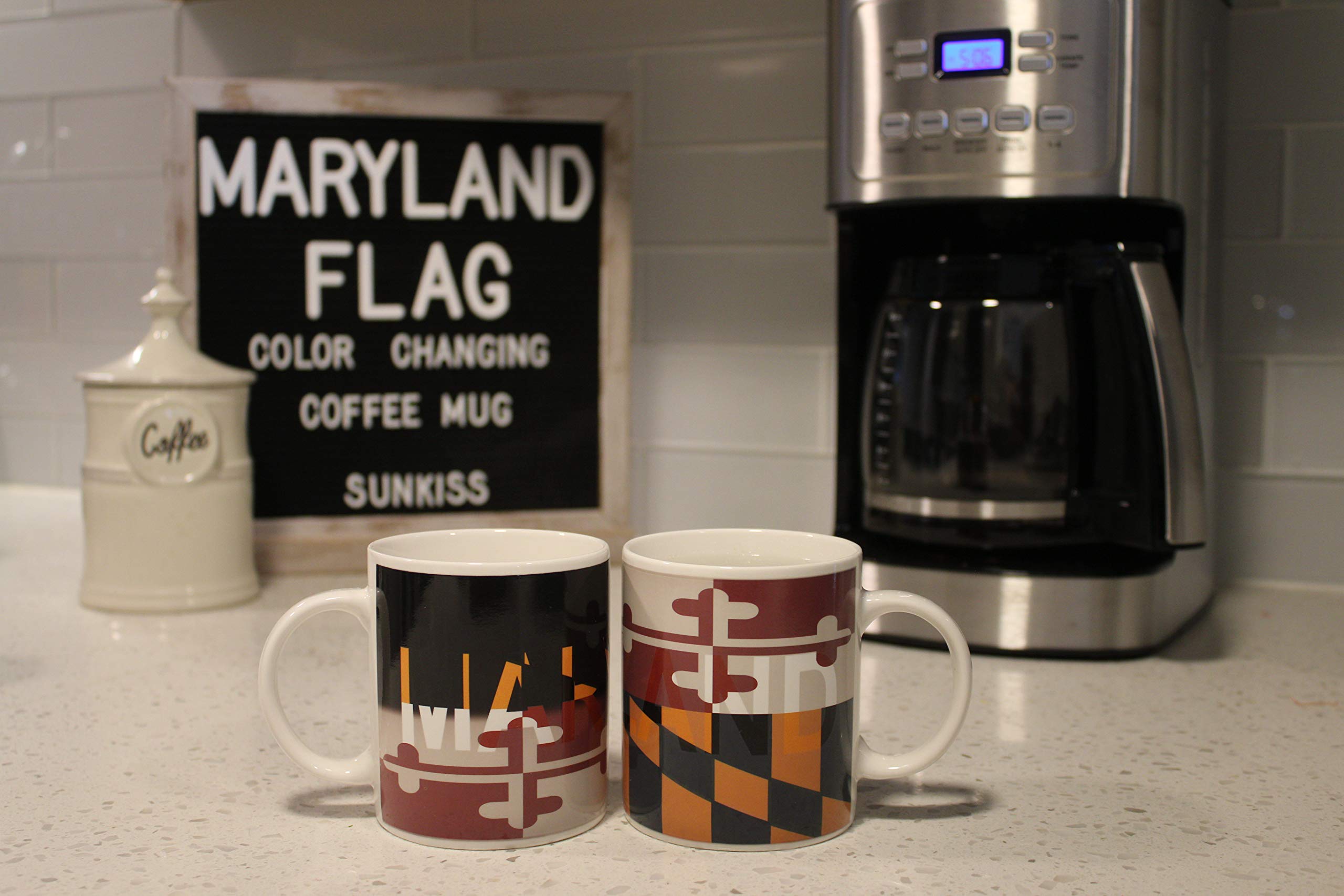 Color Changing Maryland Flag ThermoH Exray Ceramic Coffee Mug - Heat Sensitive State Pride Gift for Home, Office & Outdoor Camping Use
