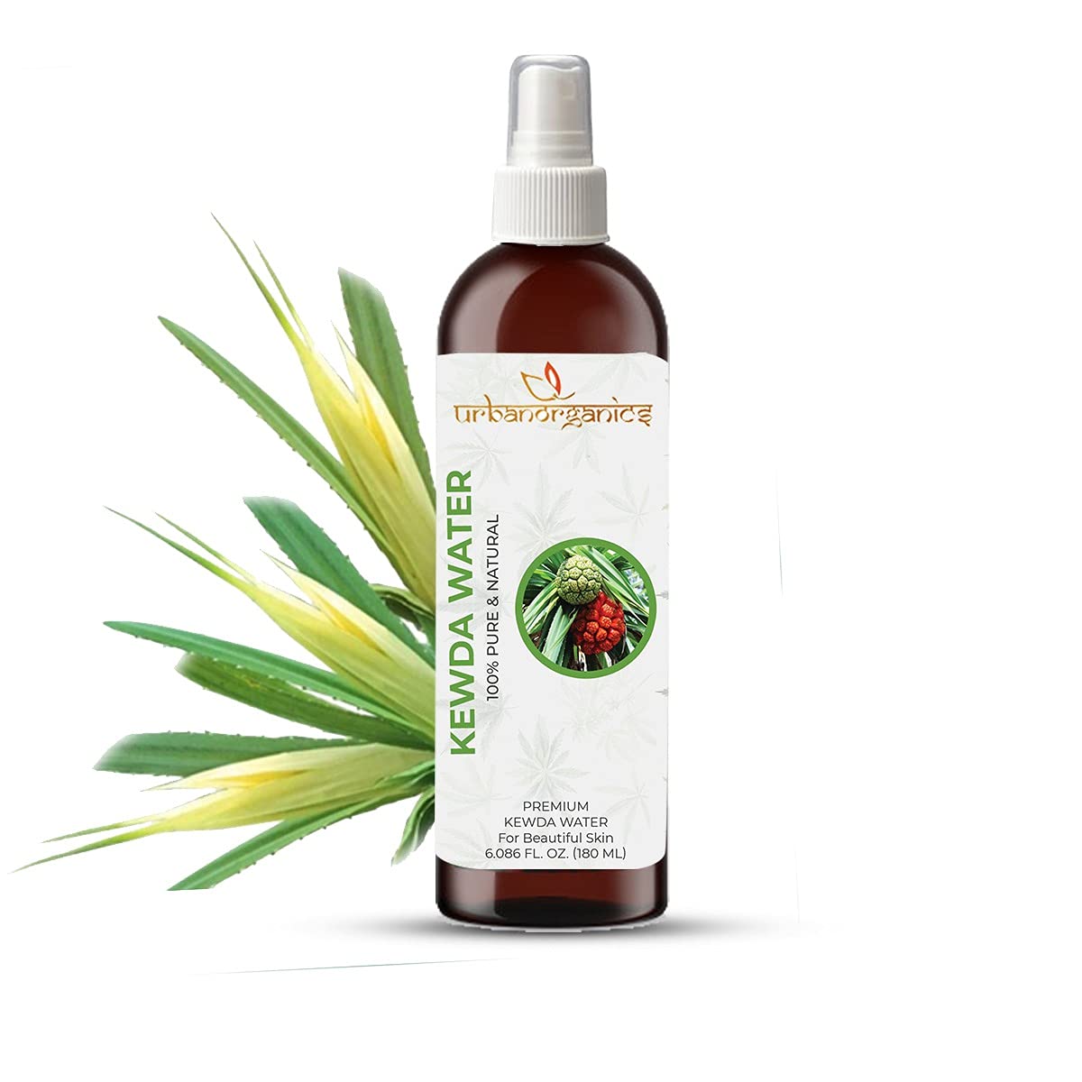 Urbanorganics Pure & Natural Kewda/Kewra Water Face Toner - 180ml Chemical-Free for Glowing Skin & Hydration | Perfect for Daily Skincare Routine & Post-Workout Refreshment