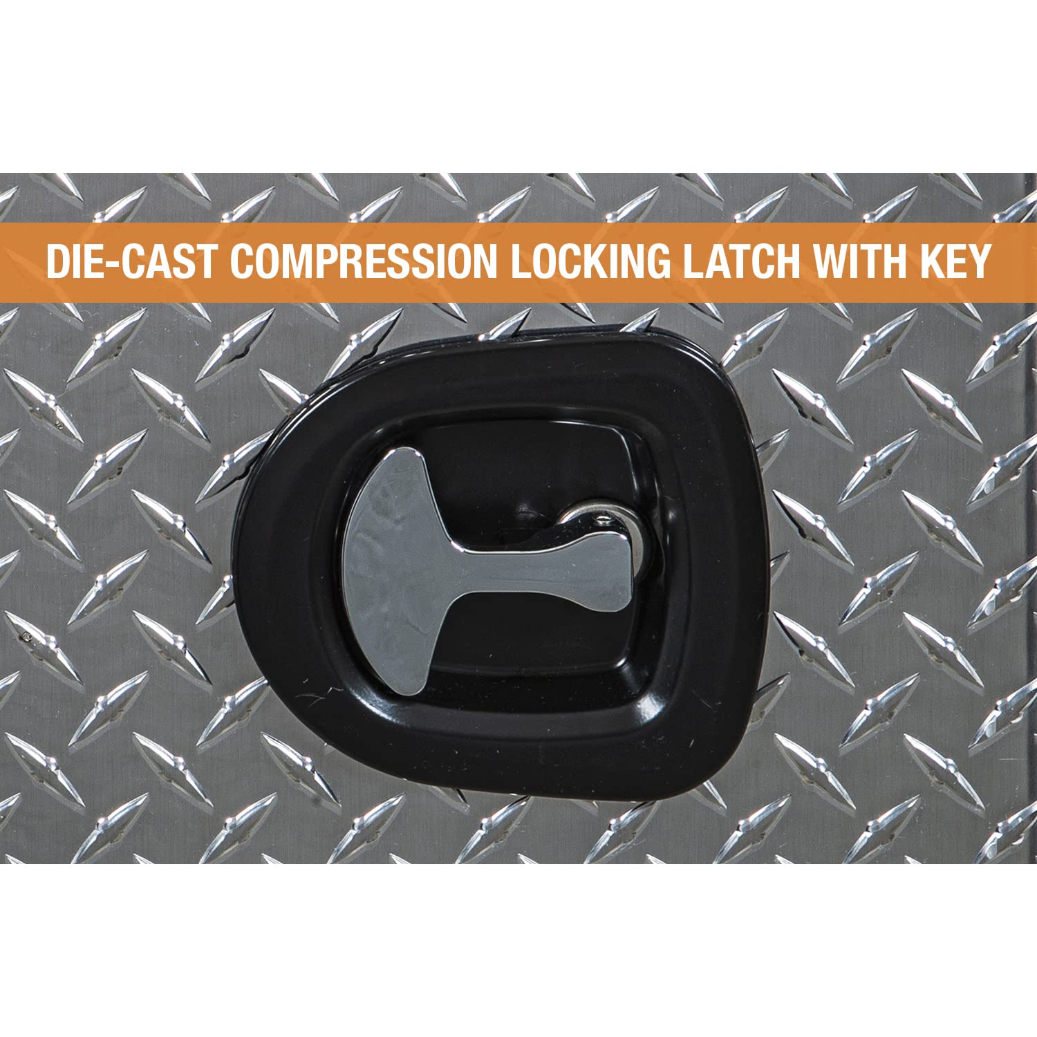 Diamond Tread Aluminum Underbody Truck Tool Box with Compression Latch - 14x12x16 Inch Heavy Duty Storage Box for Pickup Trucks | Made in USA | Perfect for Construction, Landscaping & Automotive Tools Organization