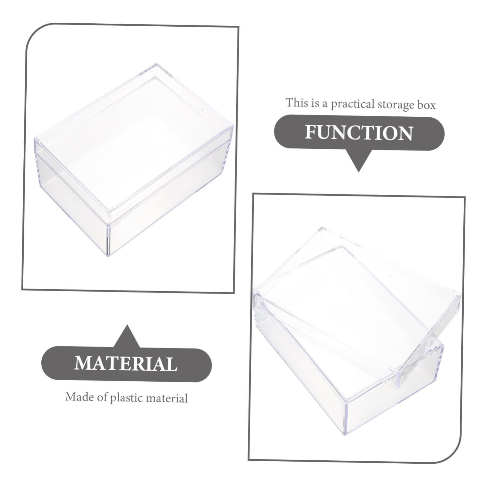 Mobestech Plastic Playing Card Storage Box - Rectangular Clear Card Case for Collectible Cards, Candy, Small Beads - Perfect for Game Nights, Travel & Organizing Collectibles