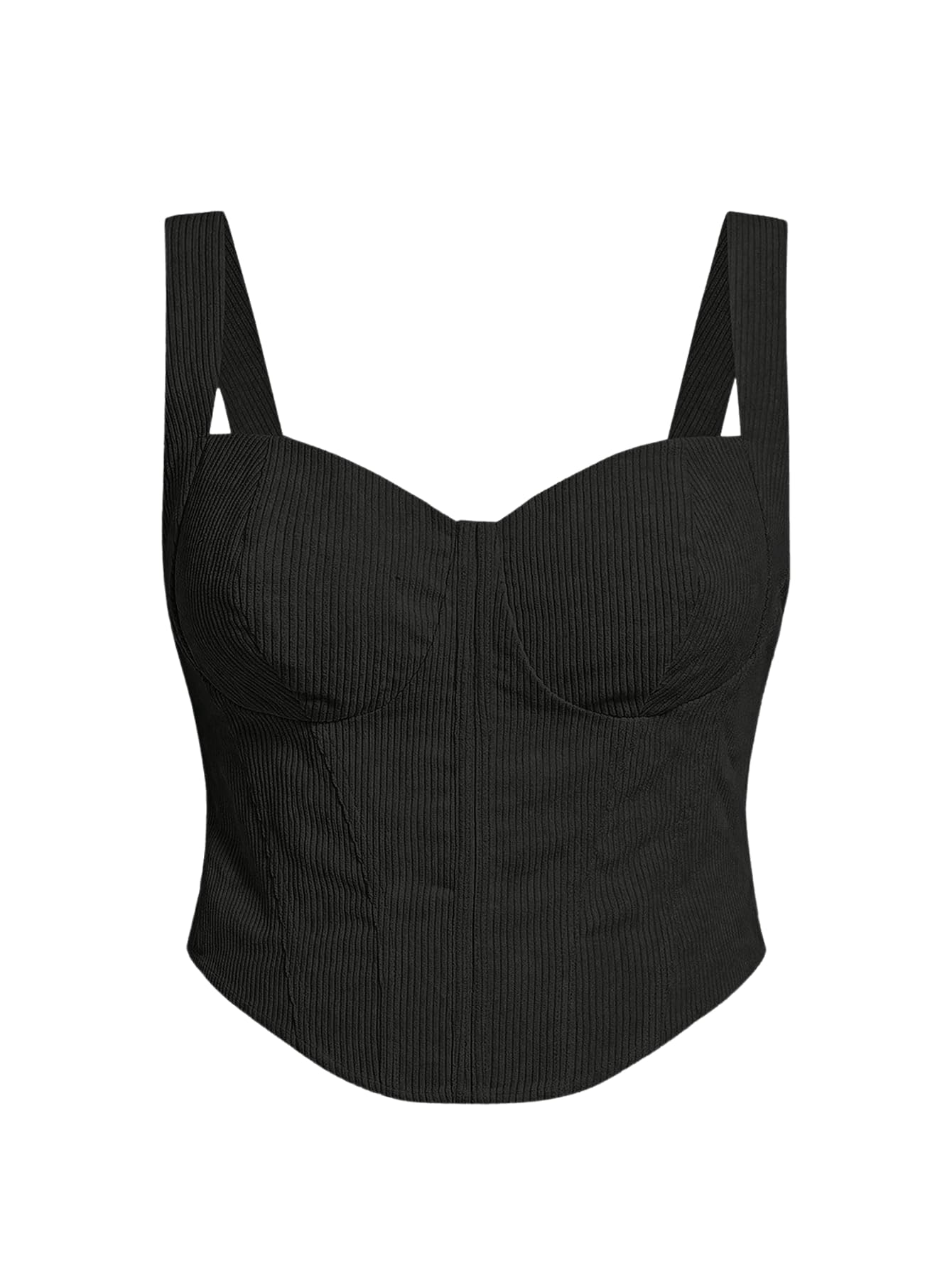 MakeMeChic Women's Plus Size Ribbed Knit Corset V Neck Sleeveless Bustier Shirred Cami Crop Camisole - Sexy Layering Piece for Date Night & Summer Outfits