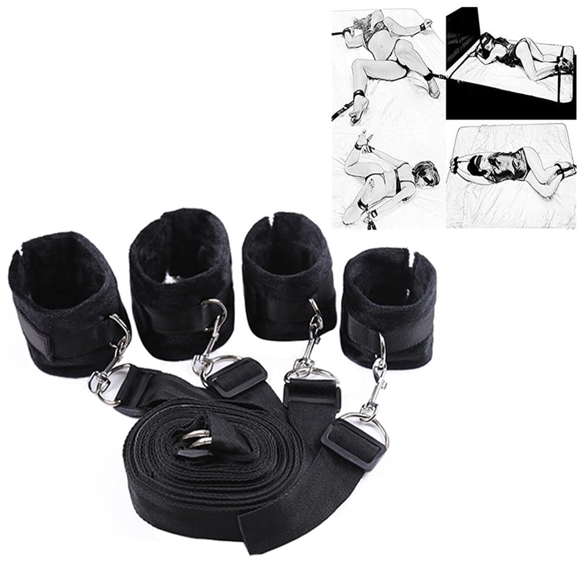 Premium Bondage Restraints for Couples - Adjustable Wrist & Ankle Cuffs for King/Queen Bed Frame - Soft & Secure Adult Play Accessories - Perfect for BDSM, Roleplay & Spicing Up Your Sex Life