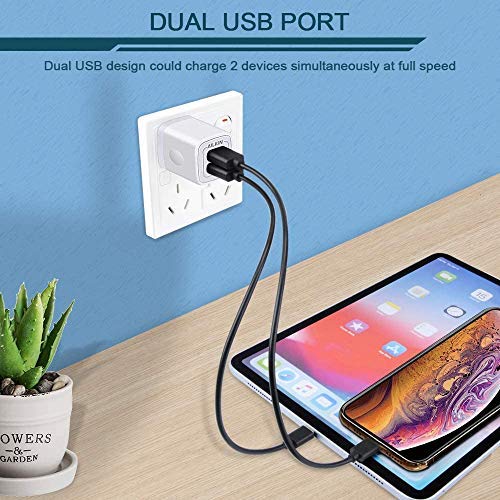 5-Pack Fast USB Wall Charger - 2.1A Dual Port Quick Charge Adapter for iPhone 14/13/12/11/SE/8/7, Samsung Galaxy, Moto, Kindle Fire - Compact Charging Block for Home, Office & Travel