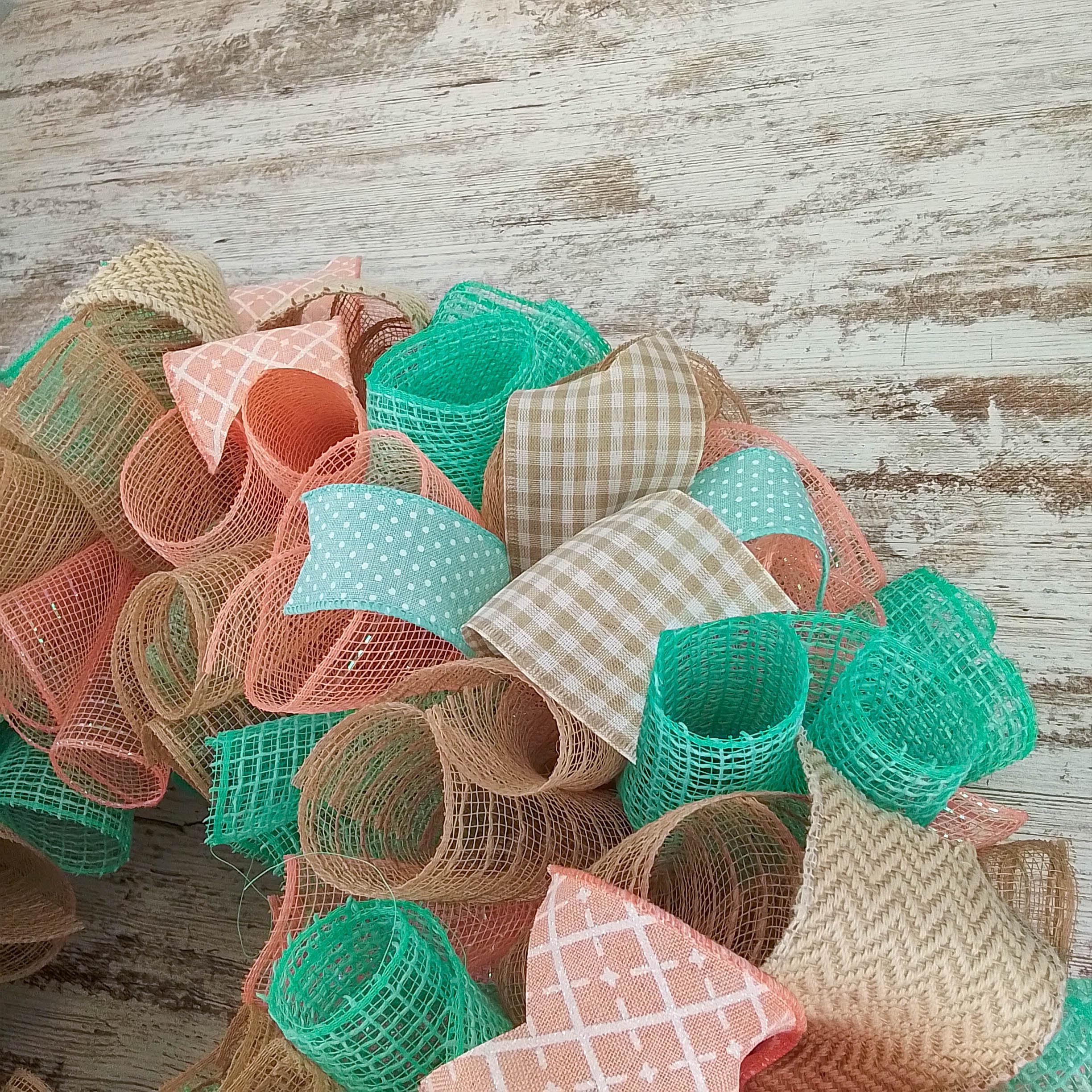 All Year Round Wreath - Elegant Everyday Birthday Gift for Women - Mint Coral Jute Decor - Perfect for Home, Office, and Party Decorations