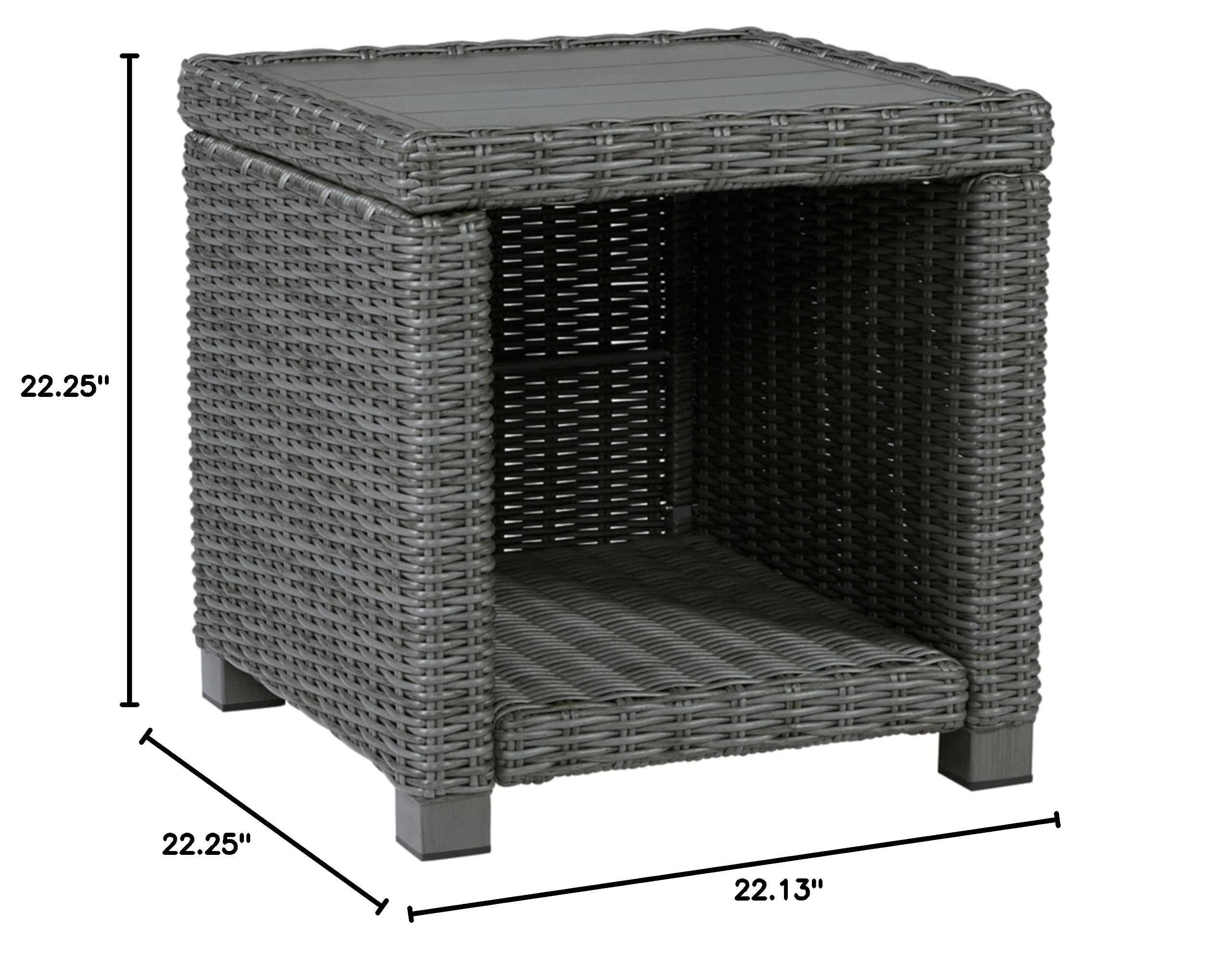 Ashley Elite Park Outdoor Wicker Patio End Table - Weather-Resistant Gray Side Table for Garden, Poolside & Patio Furniture Set