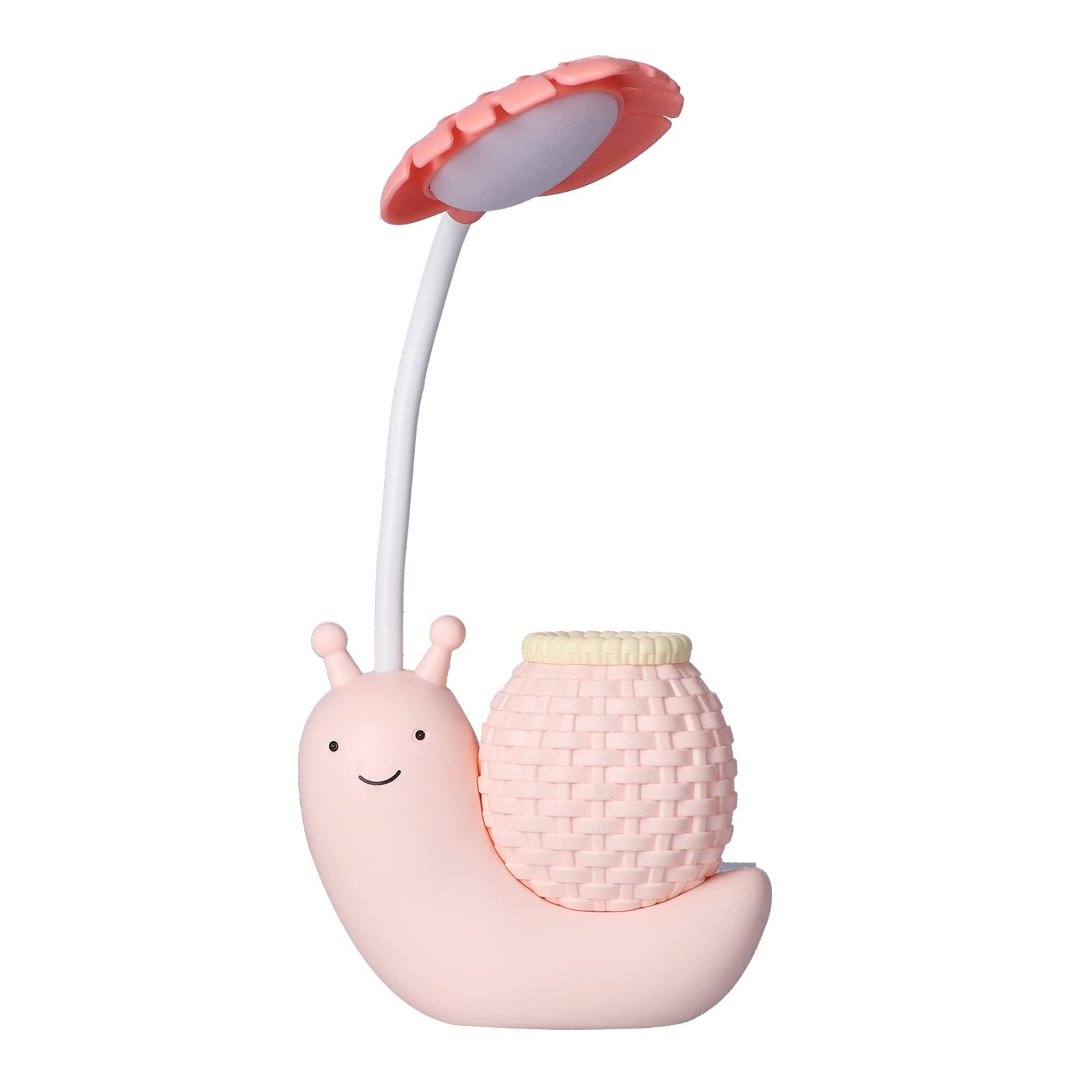 Garosa LED Desk Lamp with Pen Holder - Cute Cartoon Snail Table Lamp, USB Charging, Adjustable Gooseneck, 0.6~3W Warm White Light for Kids & Students - Perfect for Study, Reading, and Night Light Use
