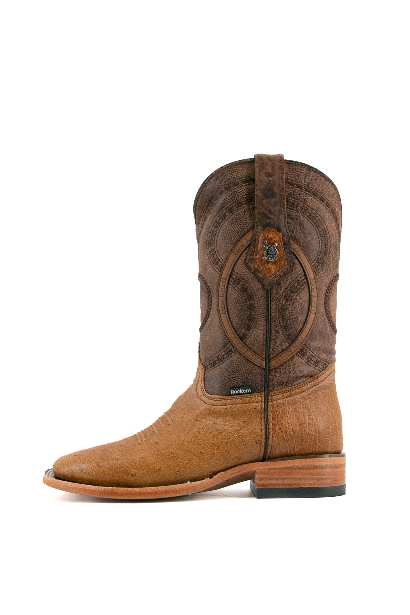 Premium Smooth Ostrich Leather Square Toe Cowboy Boots for Men - Western Style Riding Boots with Exotic Skin - Perfect for Rodeo, Country Music Festivals & Western Fashion