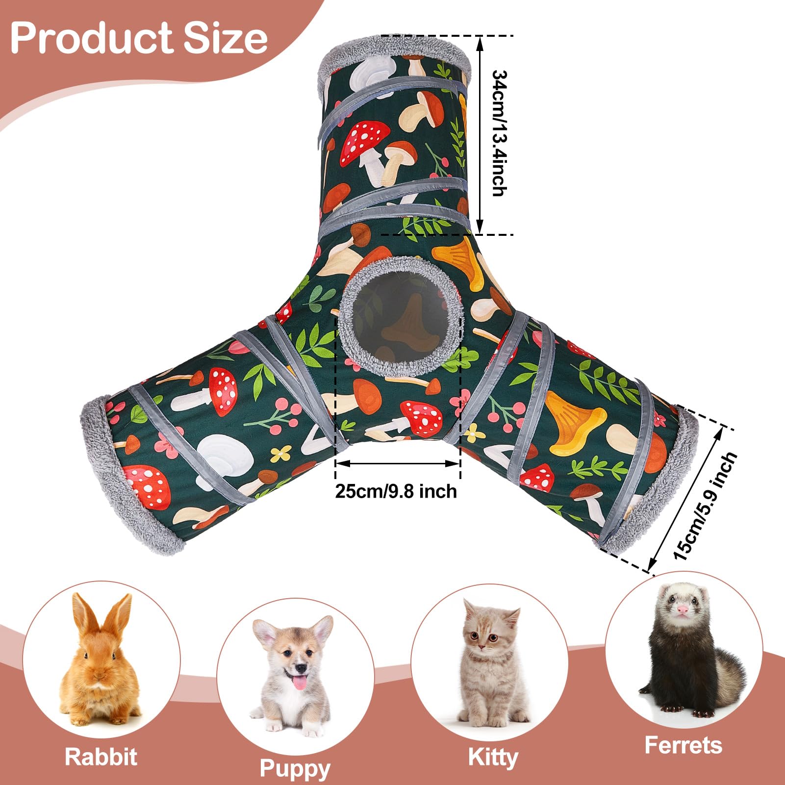 3-Way Collapsible Cat Tunnel with Peekaboo Cave & Toy Balls - Fun Indoor Play Tube for Cats, Kittens & Puppies - Perfect for Hide & Seek, Exercise & Playtime