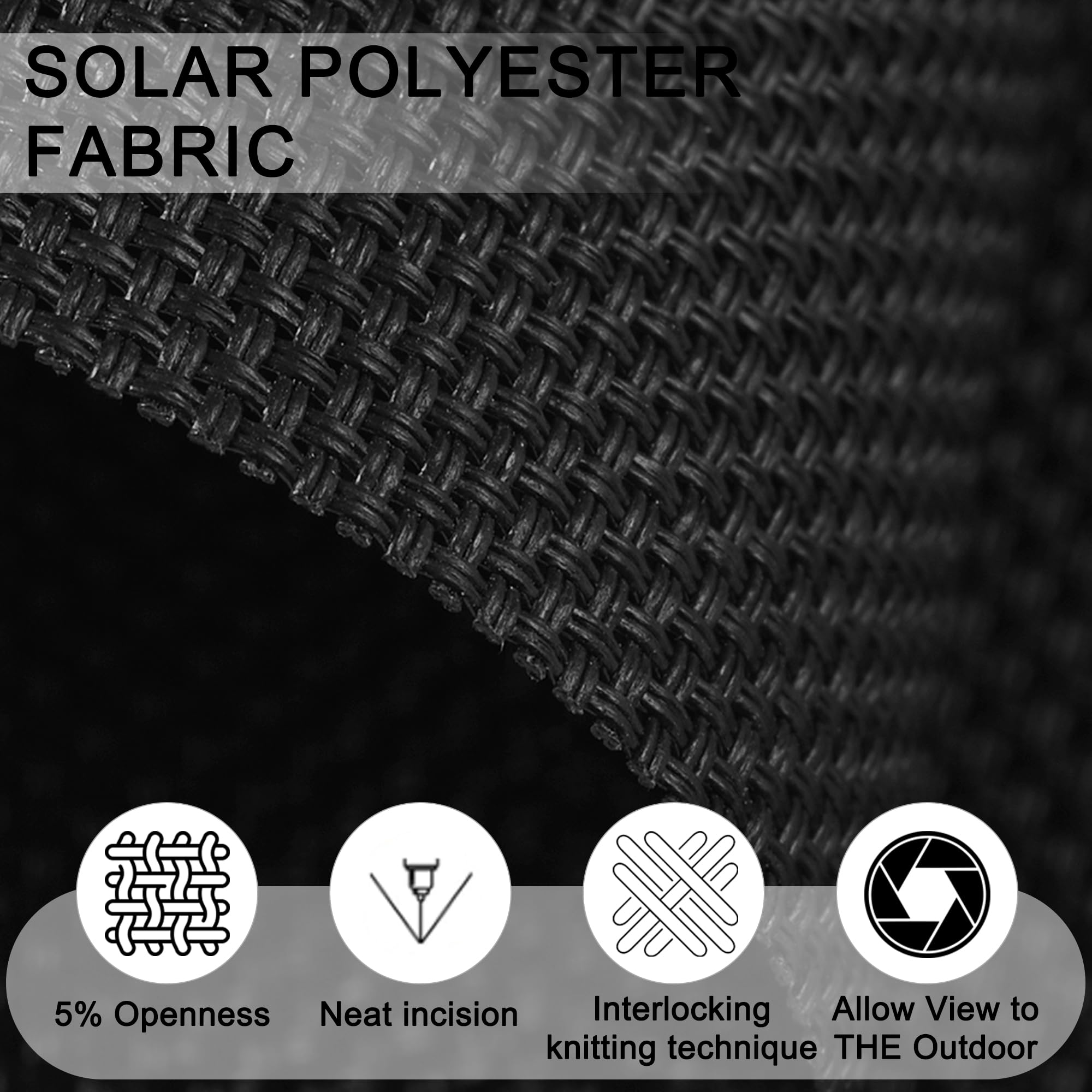 Black 5% Openness Cordless Roller Shades - UV Protection for Home & Office (61