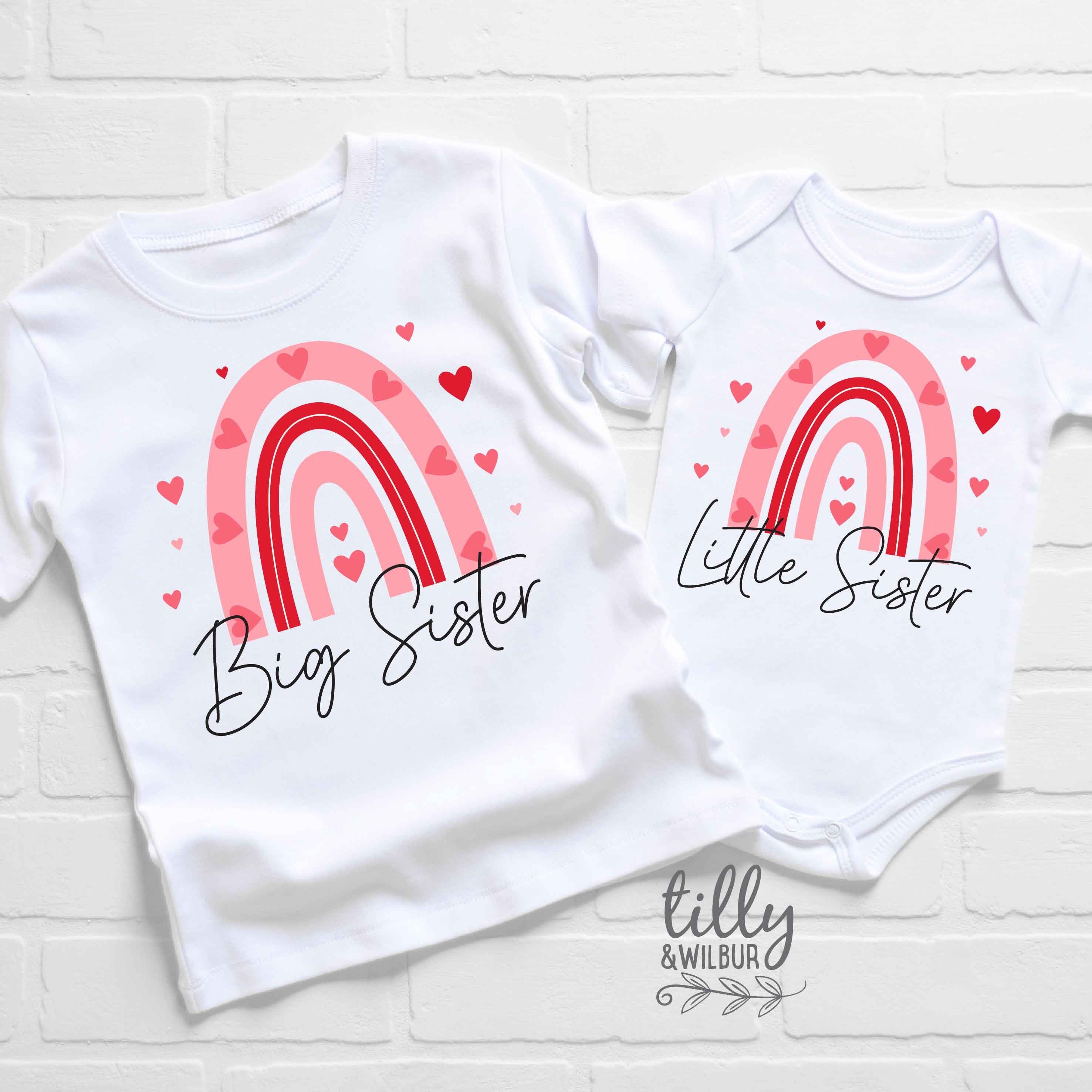Big Sister Little Sister Matching Rainbow Outfits - Cute Coordinating Sibling Clothes for Family Photos & Special Occasions