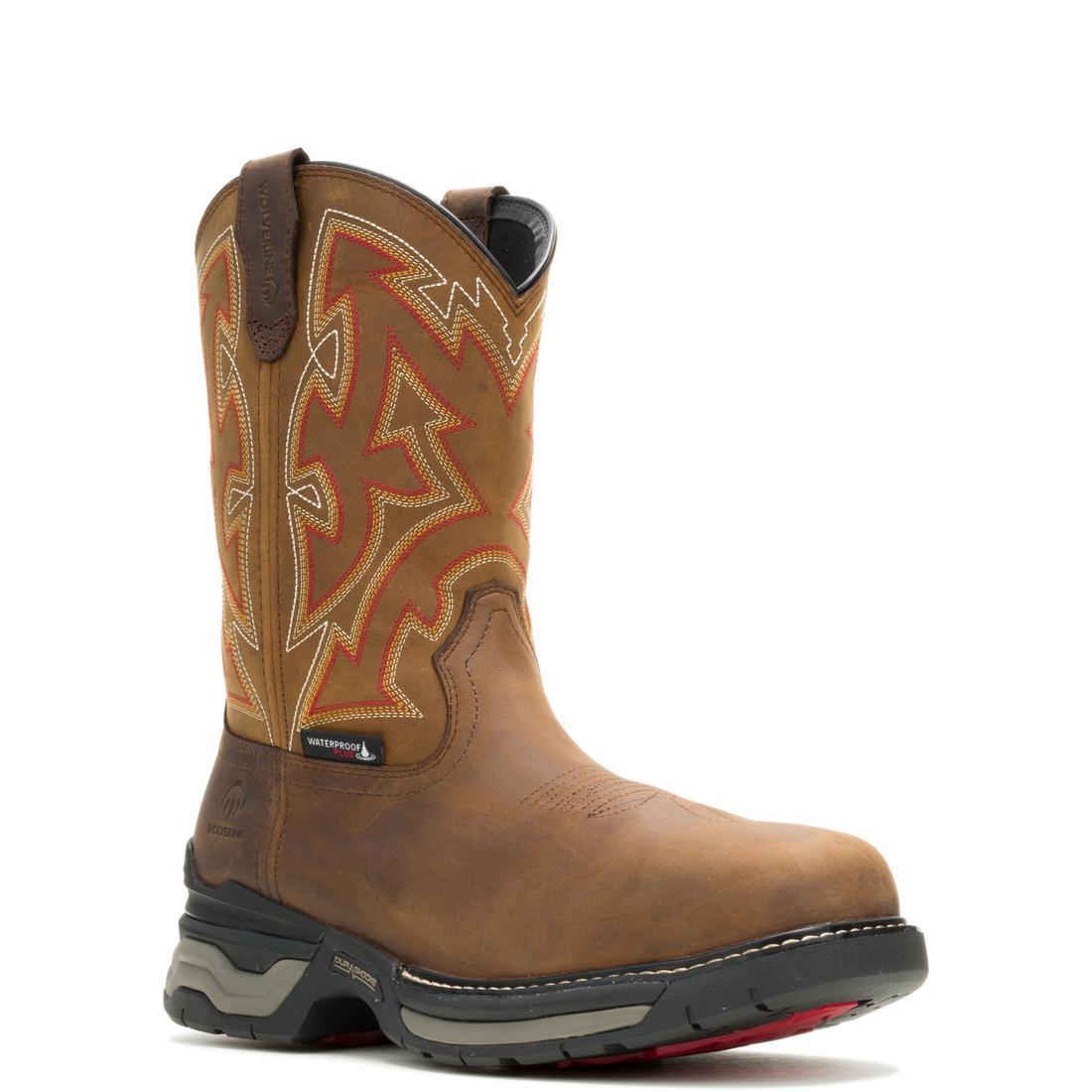 Rancher Infnty CarbonMax Slip Resistant Pull On Work Boots for Men - Dark Tan - Durable Comfort for Construction, Farming & Outdoor Work
