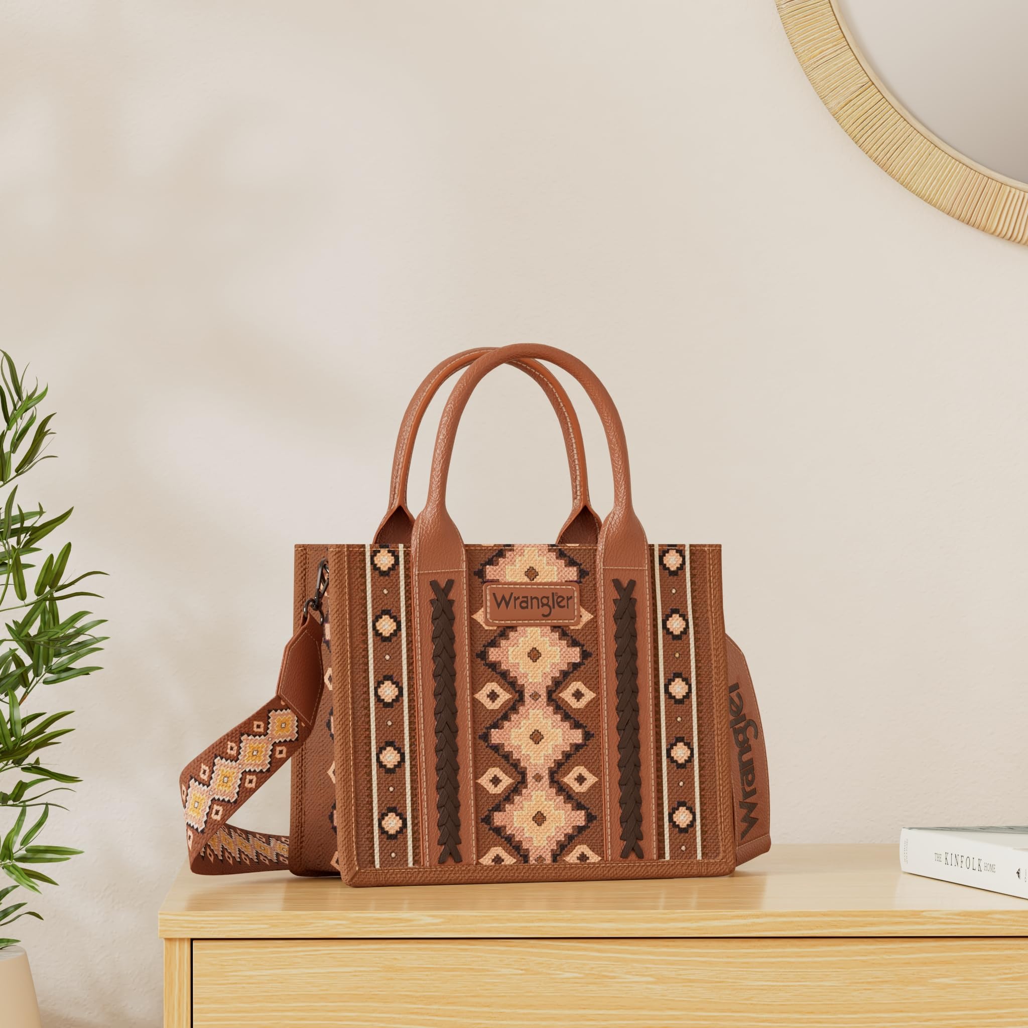 Wrangler Aztec Tote Bag for Women - Stylish Boho Shoulder Purse & Handbag - Perfect for Work, Travel, and Everyday Use