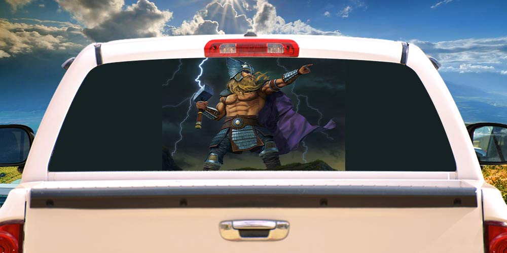 SignMission God of Thunder Rear Window Vinyl Decal for Trucks | HD Weatherproof Graphic | Universal Fit Full Size Pickup | Car Wash Safe | Made in USA | Perfect for Truck Enthusiasts & Comic Fans