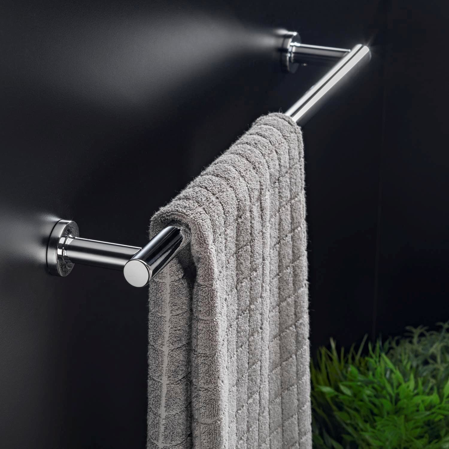 Stainless Steel Architect Single Towel Bar - Modern Bathroom Towel Rack for Kitchen & Bathroom Organization - Perfect for Small Spaces, Apartments, and Dorm Rooms
