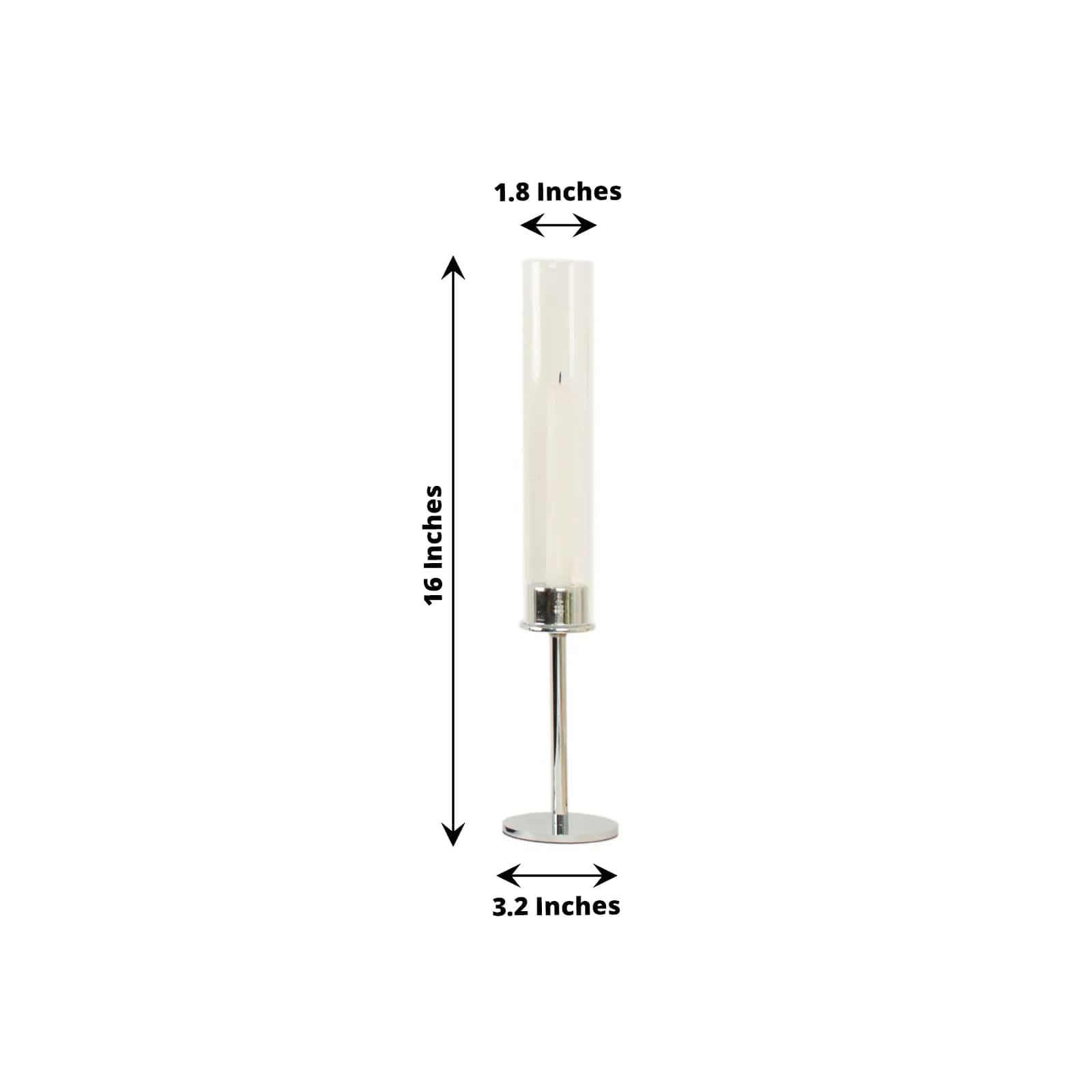 2 Pack Metal Hurricane Taper Candle Holders with Clear Cylinder Glass Shades - Elegant Table Centerpiece for Wedding, Dinner Party & Home Decor